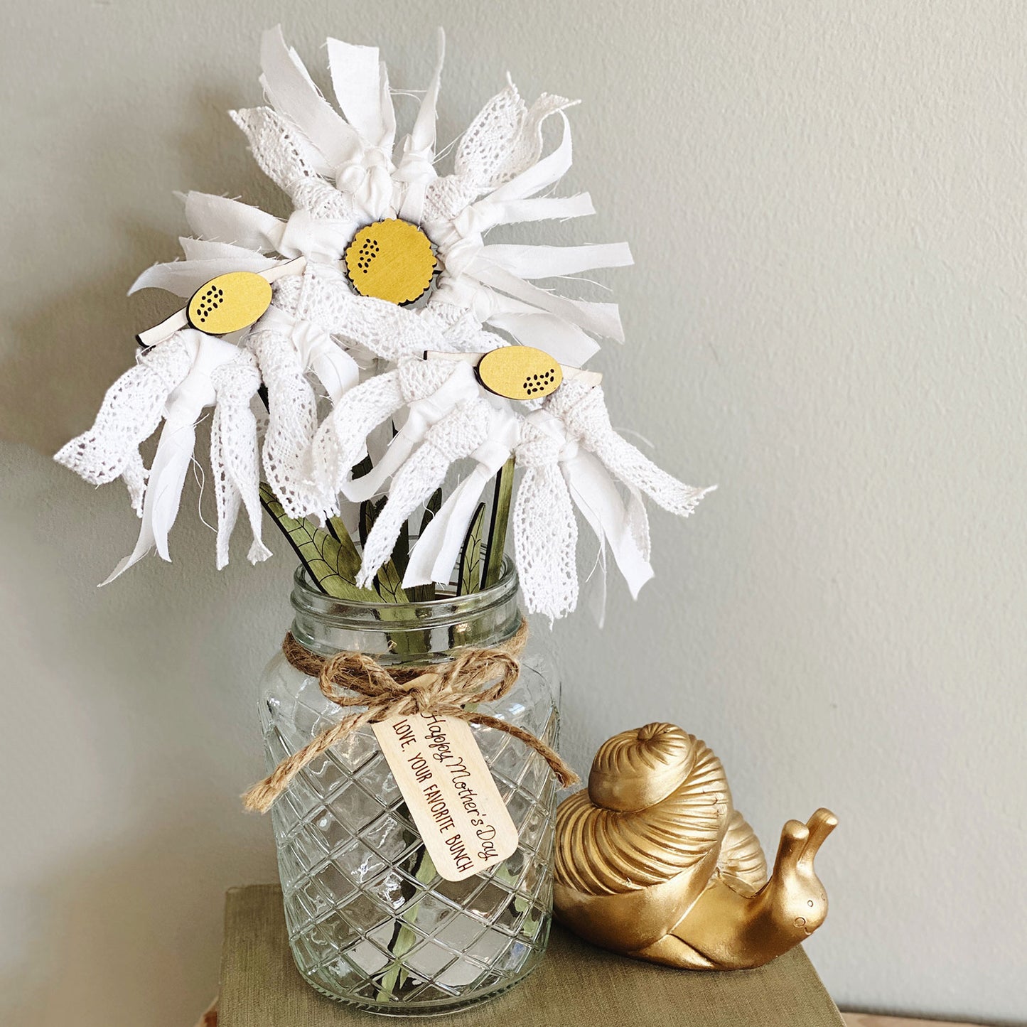 Mother's Day Rag Tie Cottage Core Flower Craft - Gift for Mom (Set of 4)