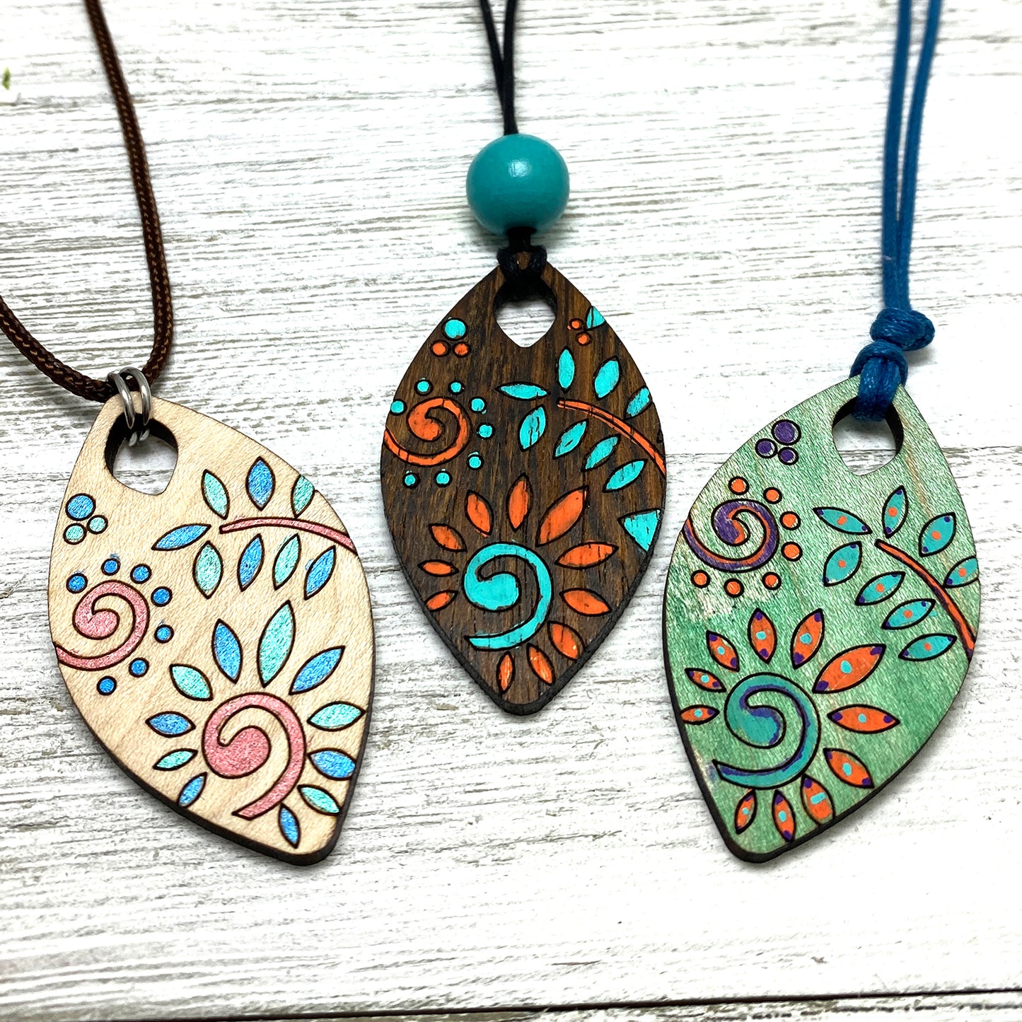 New Beginnings, Floral Fern, Eye Shape, Pendant and Earring Set