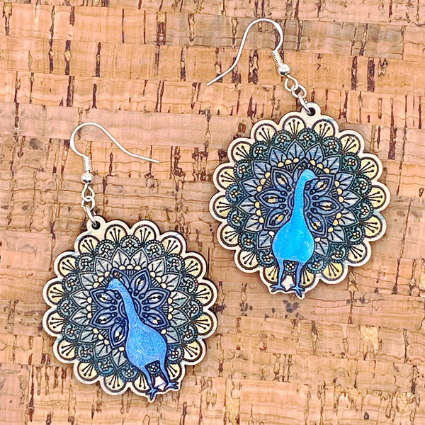 Peacock drop earrings Clearance