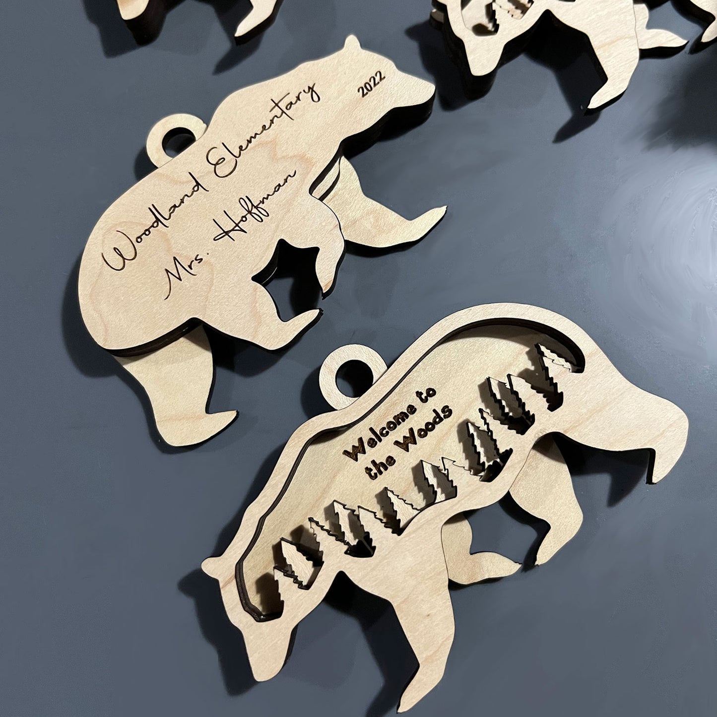 Personalized Woodland Layered Bear Decoration