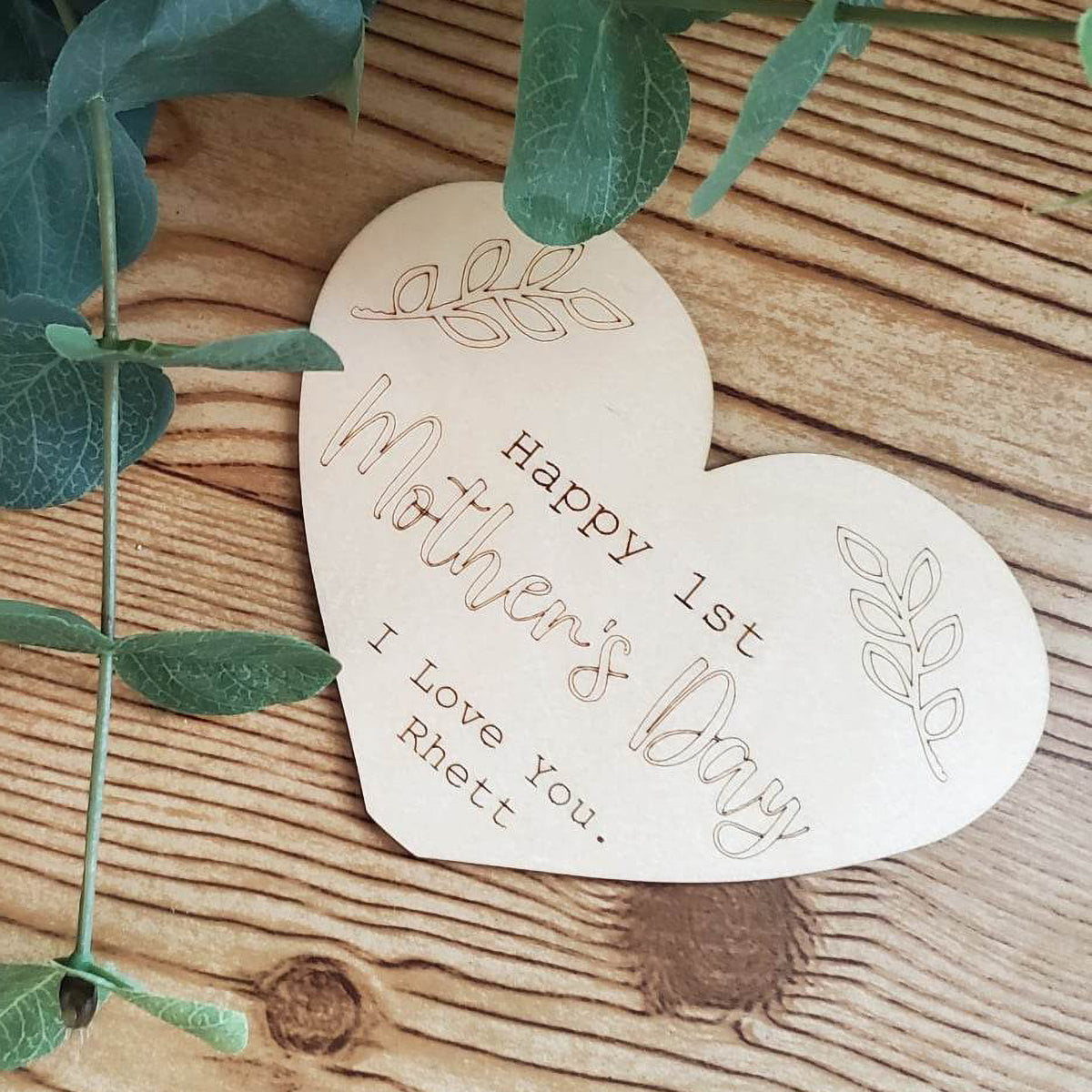 Personalized Happy Mother's Day Heart Sign (Set of 2)