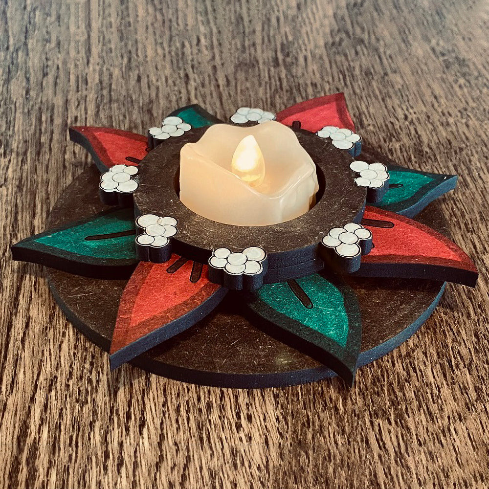 Poinsettia LED Candle Holder For The Holidays