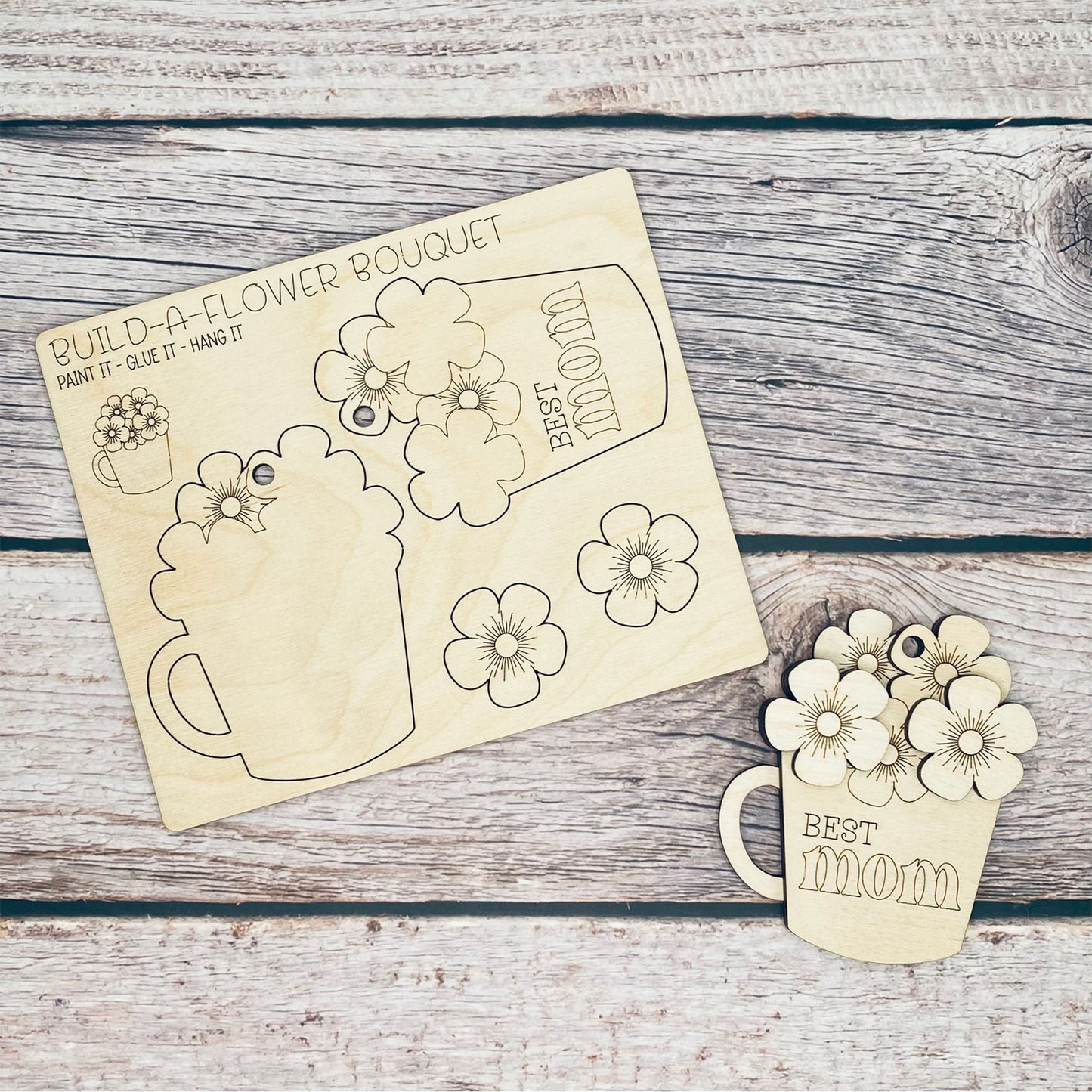 Pop-Out Mother's Day Card "Best Mom" Flower Bouquet