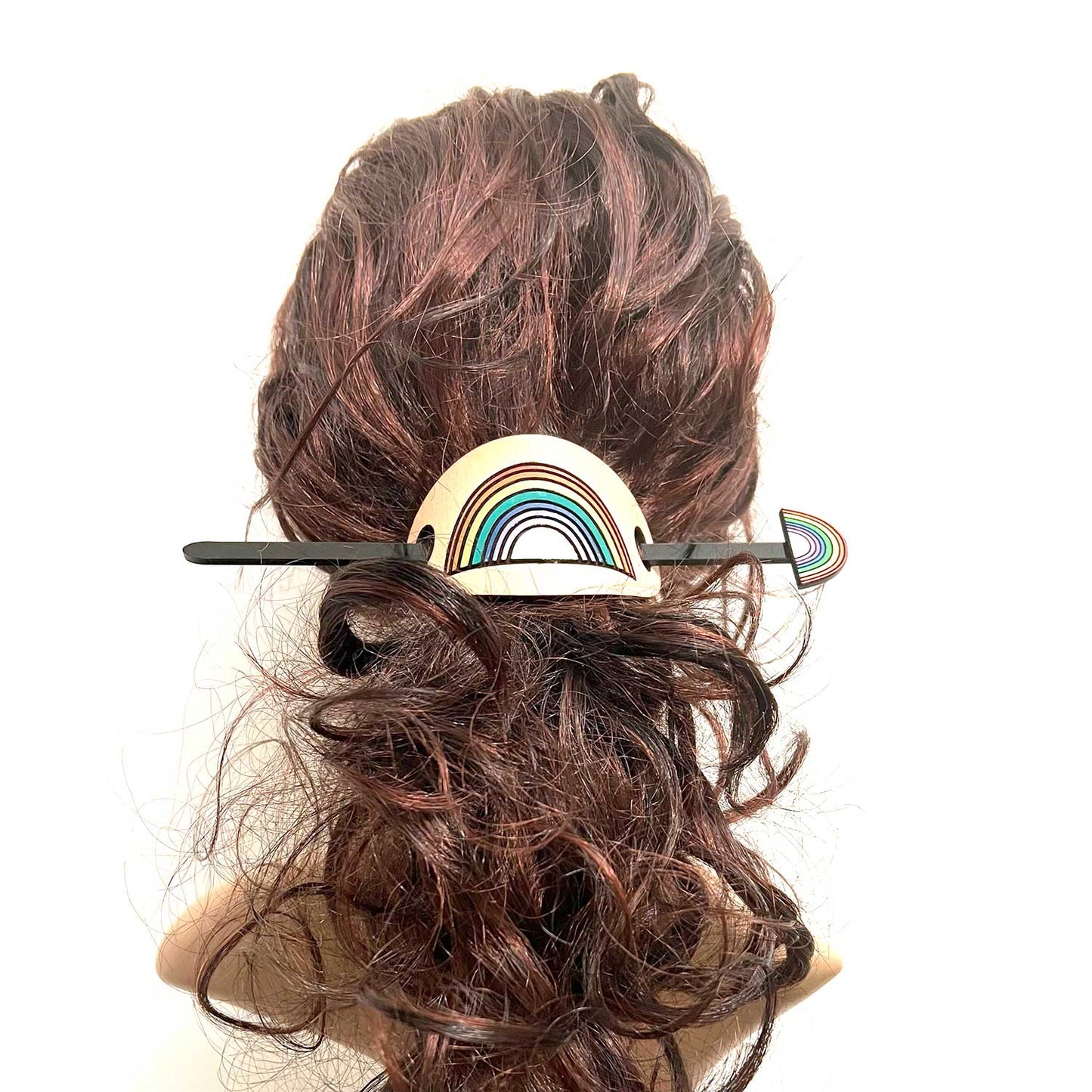Rainbow Leather Hair Tie With Hair Stick