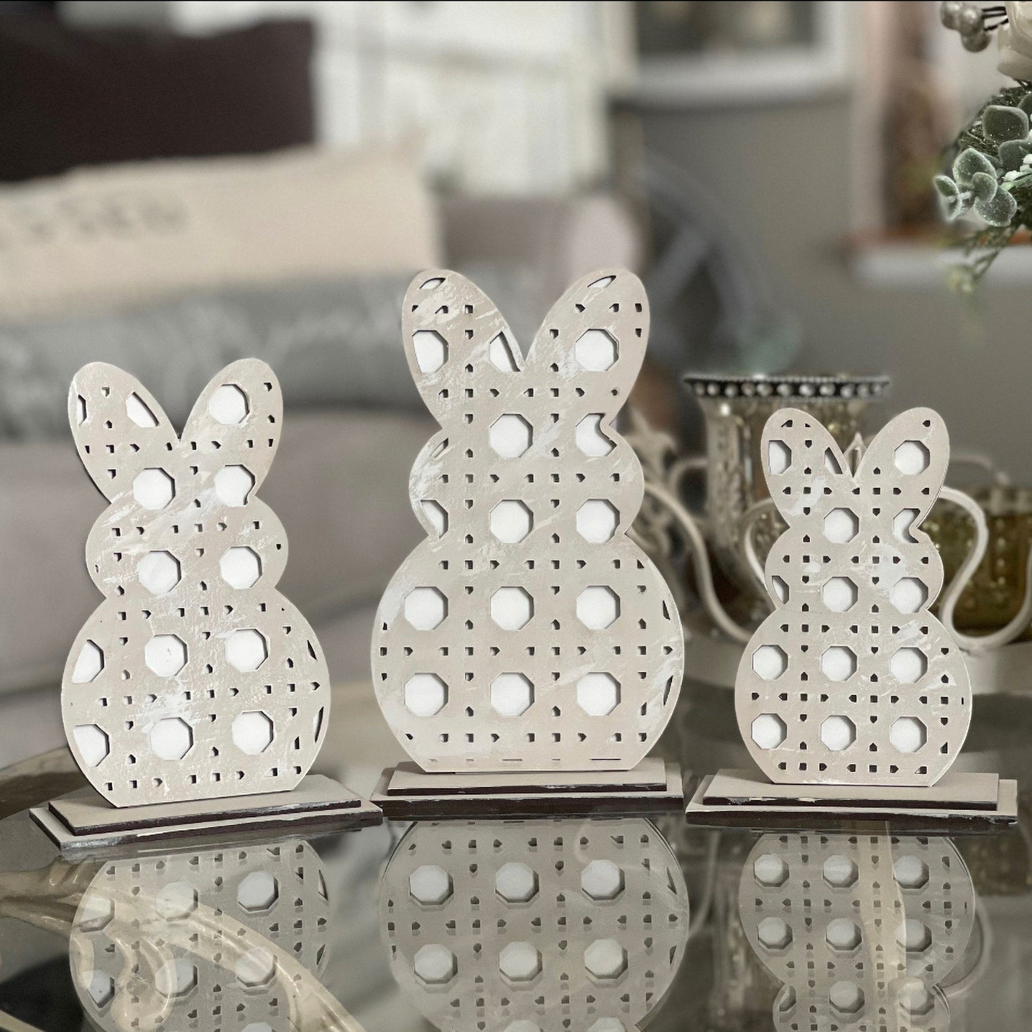 Rattan Cane Bunnies Shelf Sitters (Set of 3)