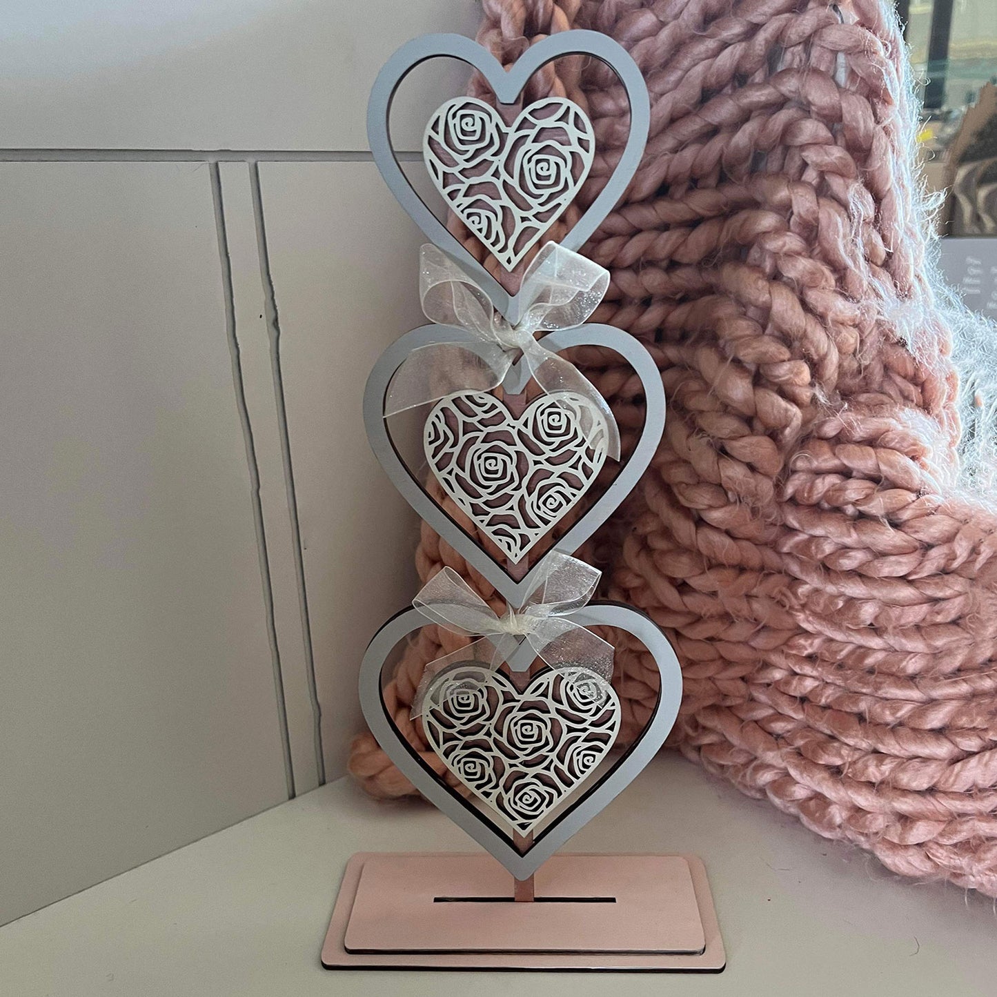 Rose Heart Topiary Mantle or Shelf Sitter
