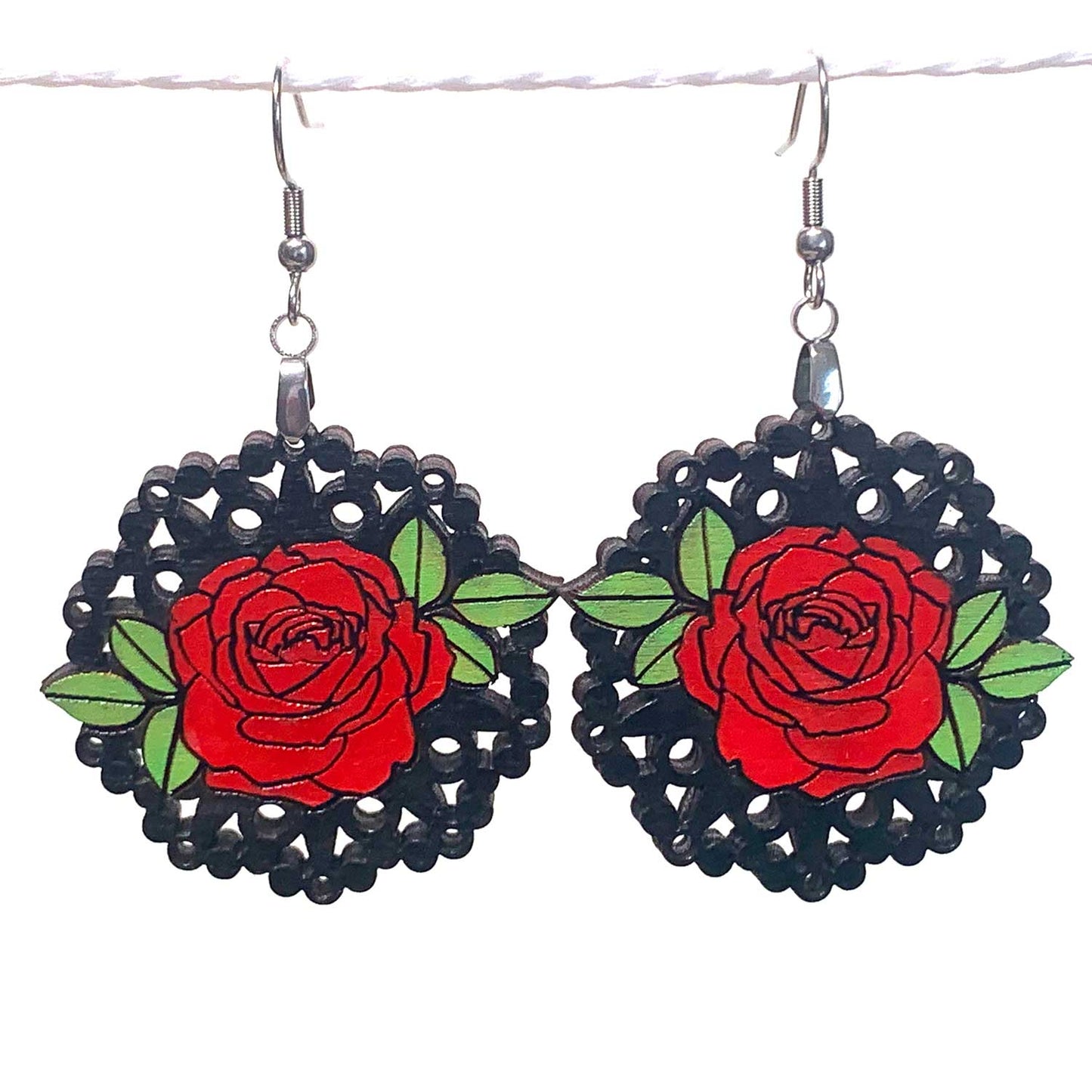 Roses Lace Circle Earrings