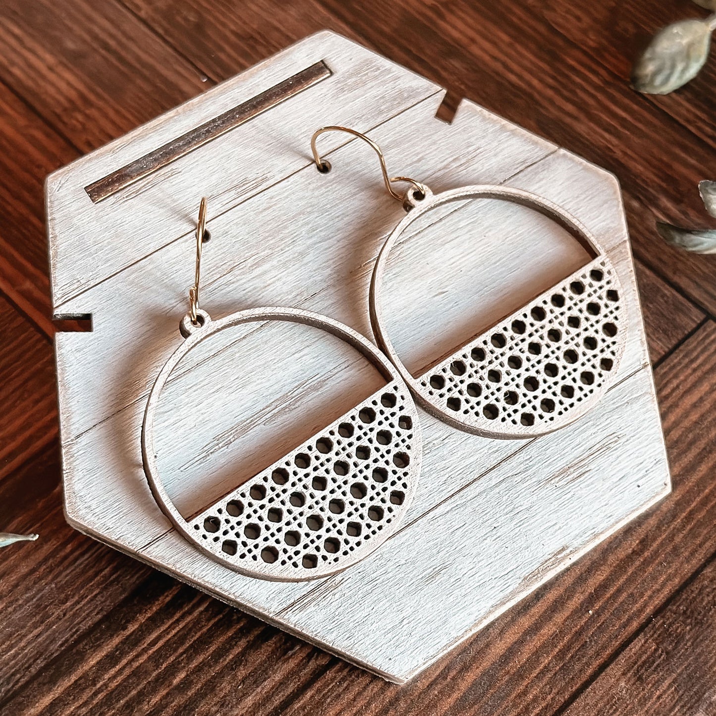 Round Rattan Boho Earrings