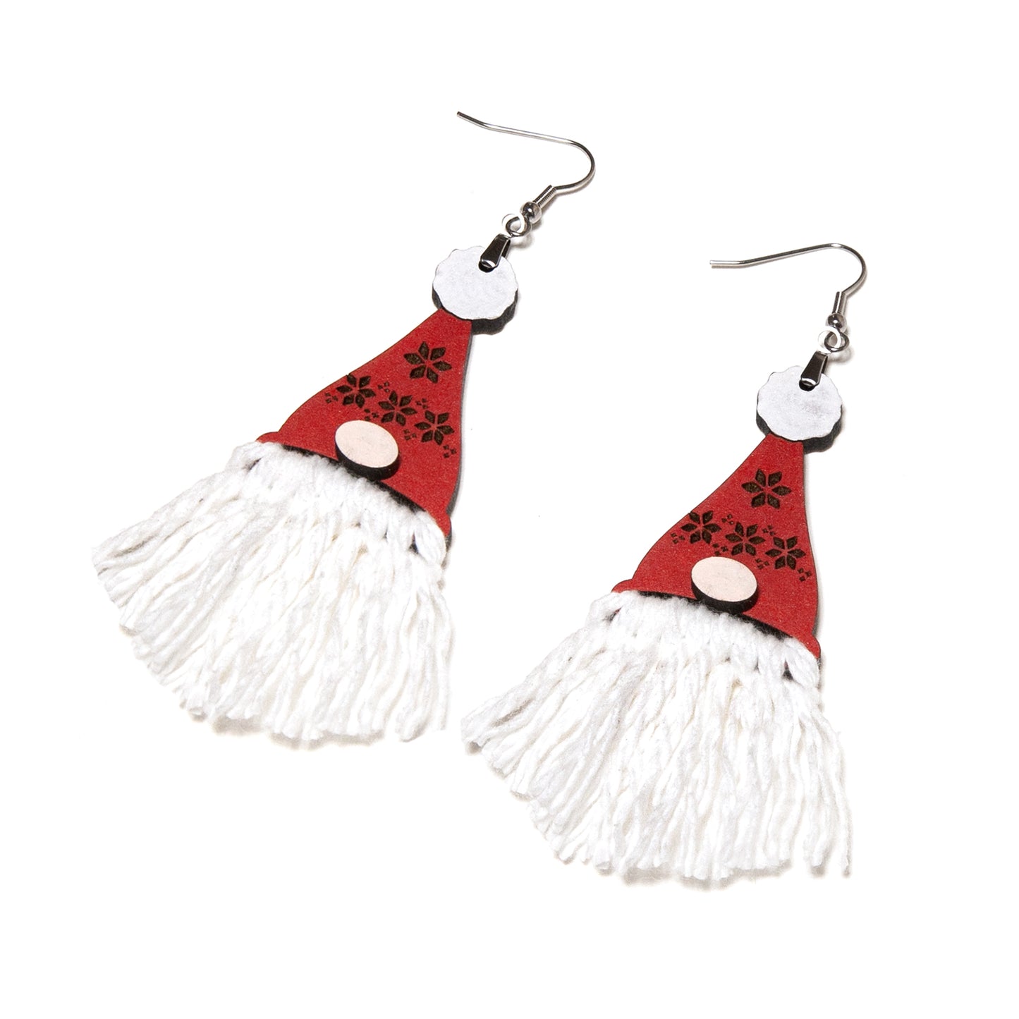 Santa Gnome Macrame Earrings