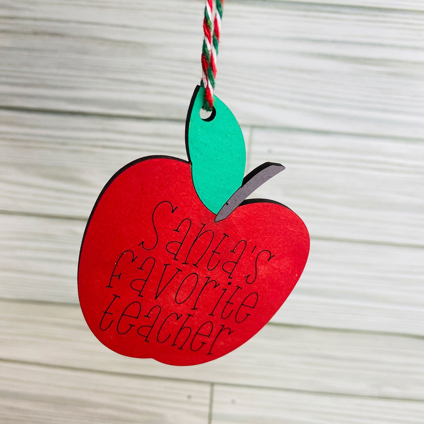 Santa's Favorite School Worker Apple Christmas Holiday Teacher Ornament (Set of 12)