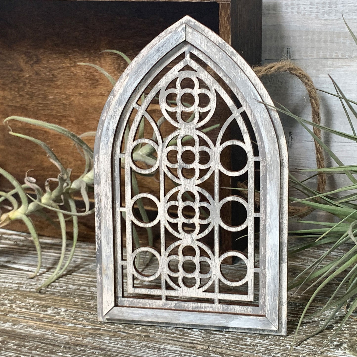 Scalable Cathedral Window Decor - Arch Window Shelf Decor