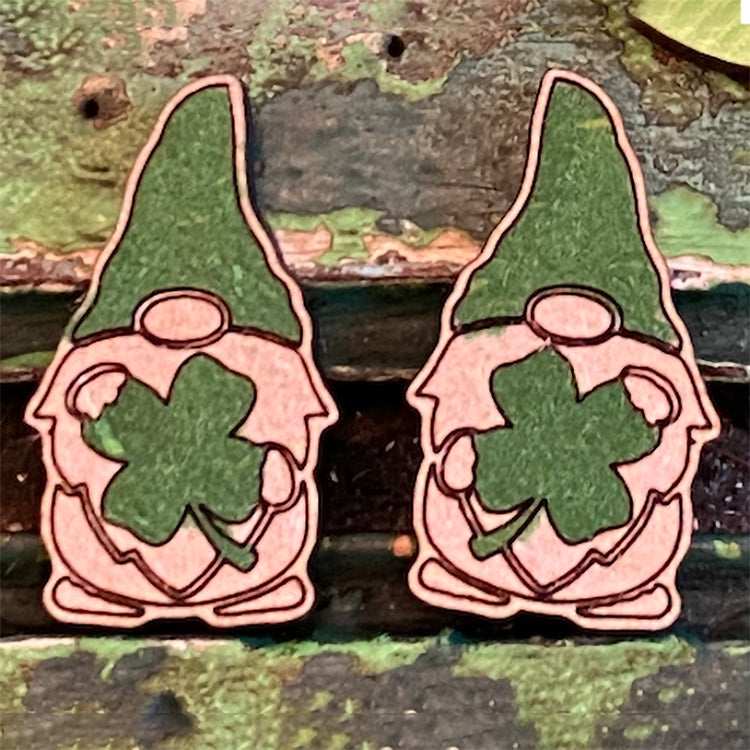 Shamrock Gnome Stud Earrings - St. Patrick's Day Earrings