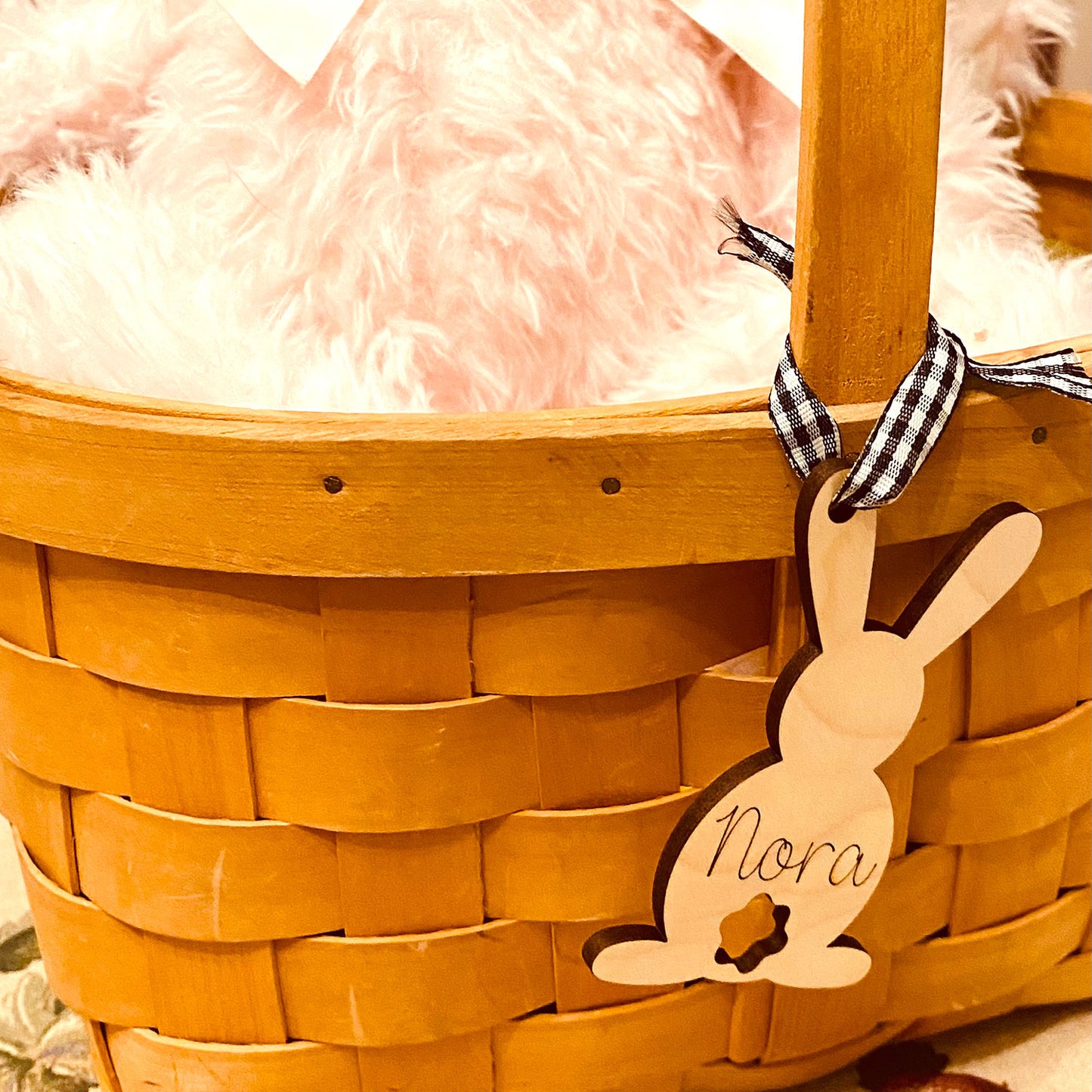 Simple Cute Easter Bunny Basket Name Tag