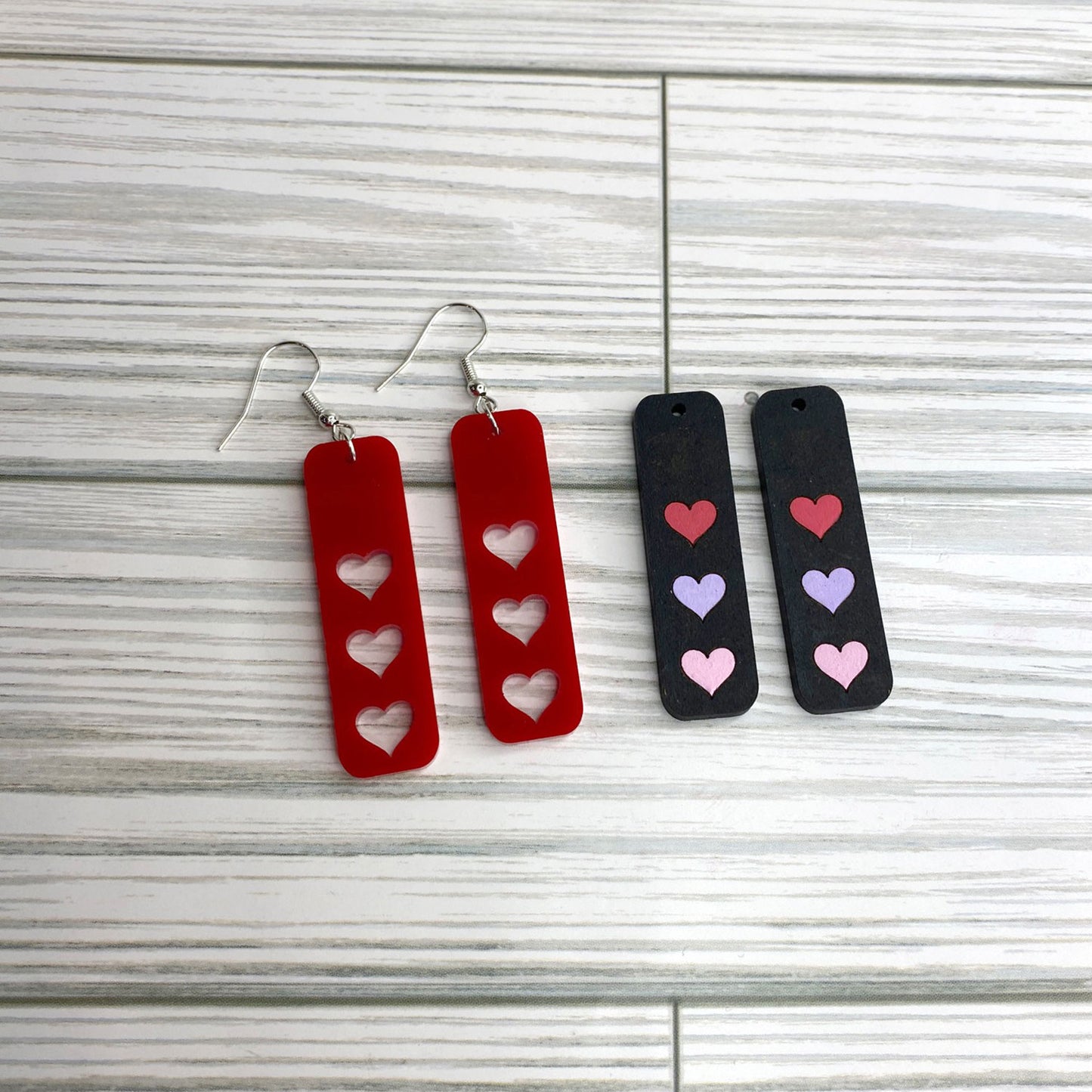 Simple Heart Valentine's Bar Dangle Earrings
