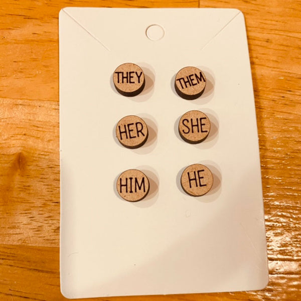 Simple Pronoun Pride Affirmation LGBT LGBTQ Stud Earring Set