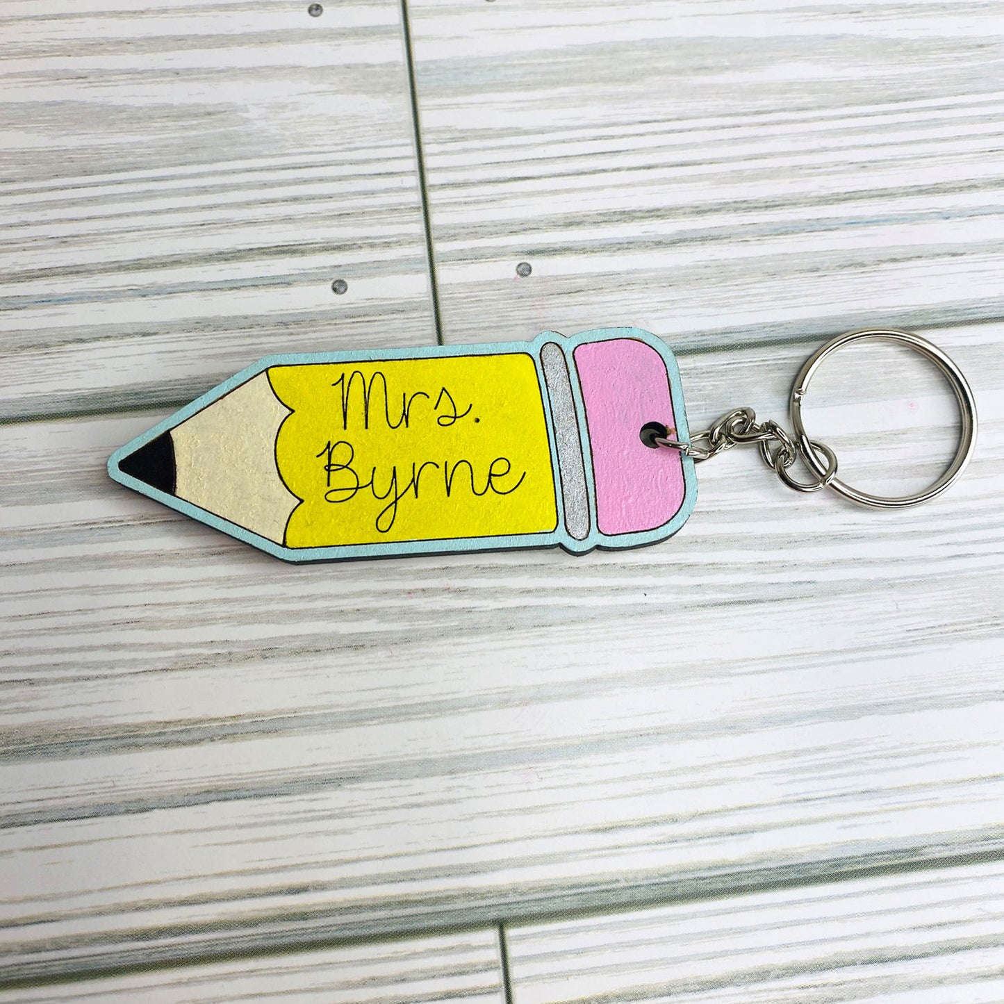 Simple School Pencil Teacher Keychain Ornament