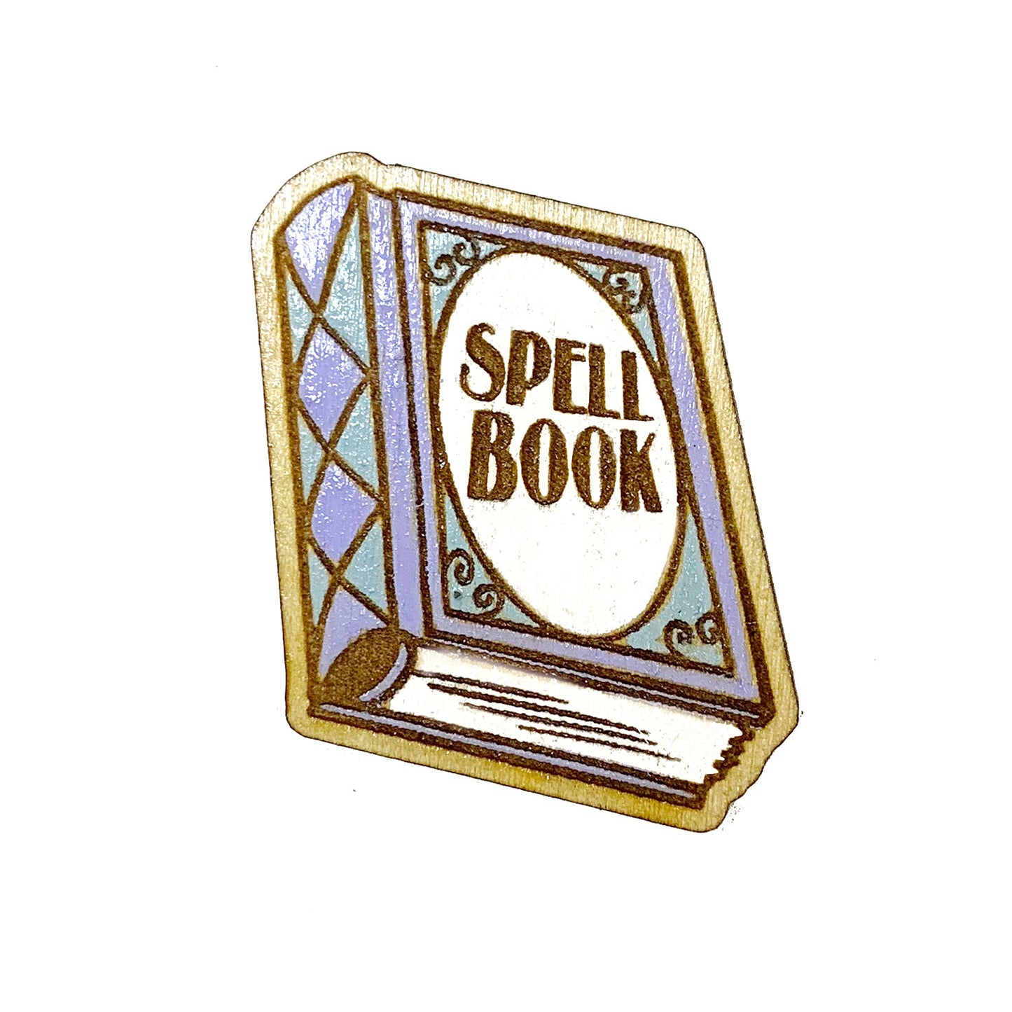 Spellbook Wood Design For Pin, Tag And Wall Art