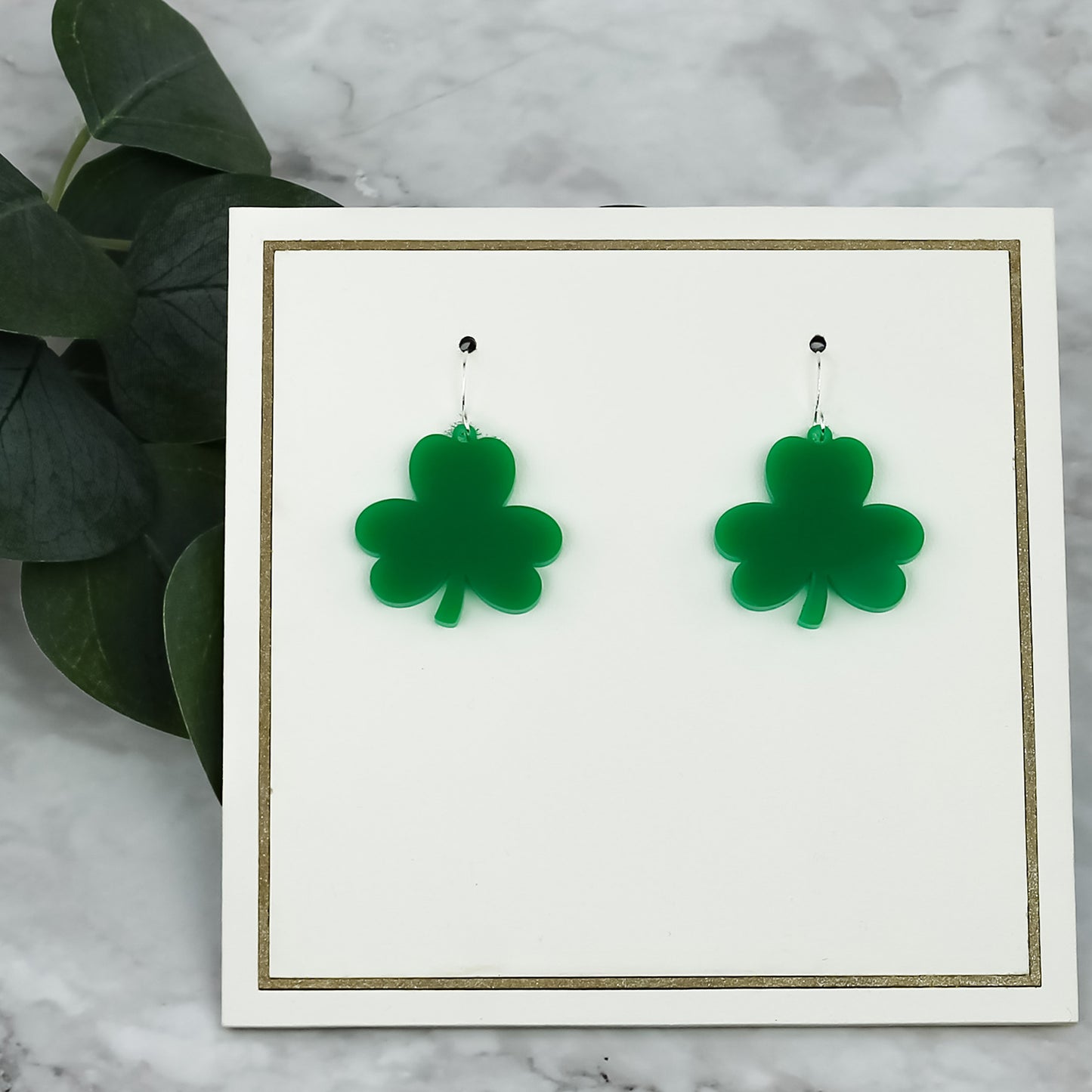 St. Patrick's Day Earrings - Simple Shamrock Dangle Earrings (Set of 2)
