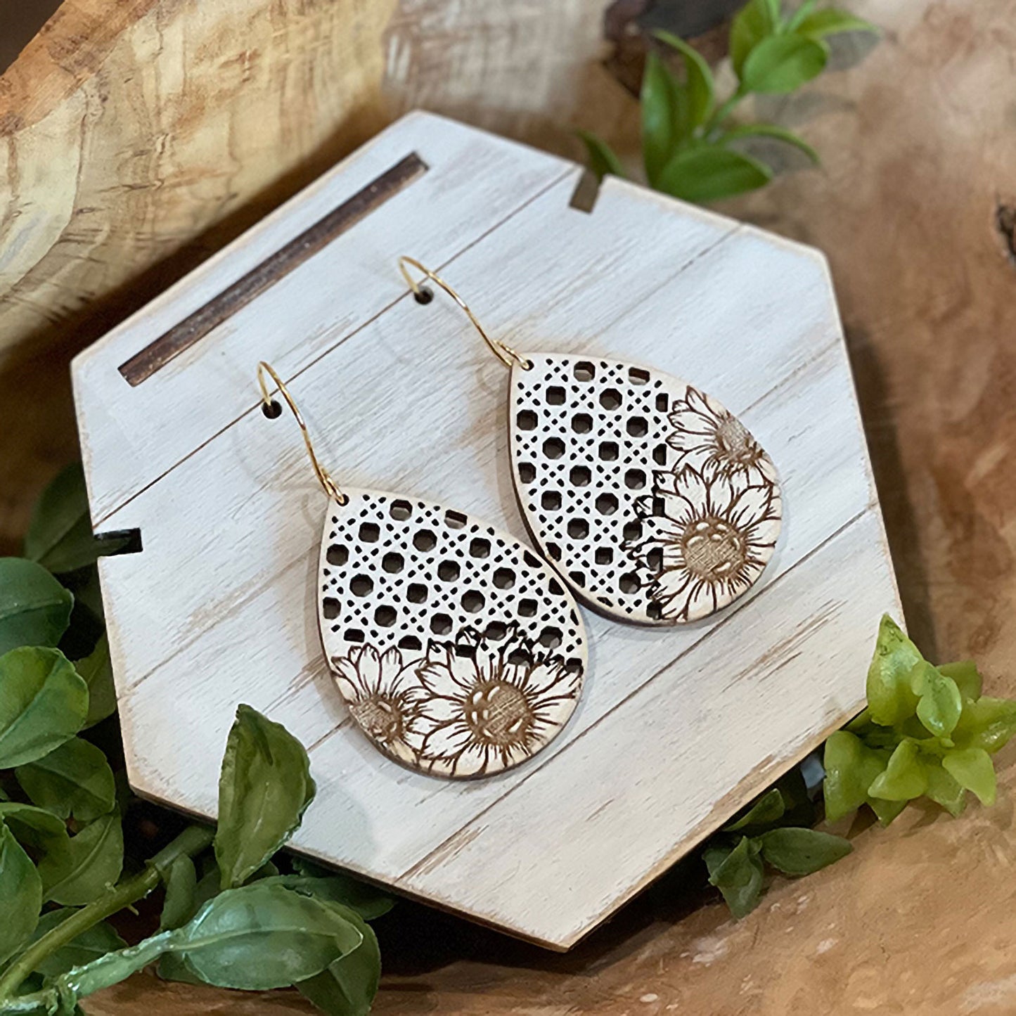 Sunflower Rattan Drop Earrings