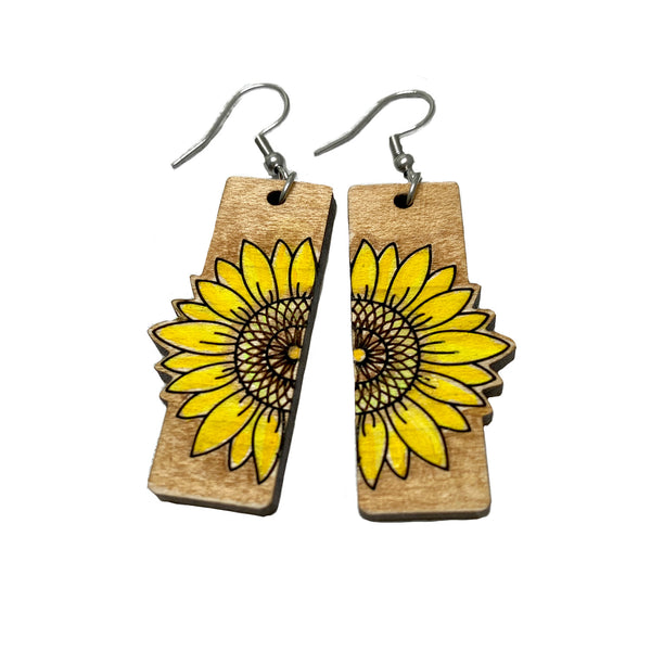 Sunflower Drop Blank Wood Earrings. DIY jewelry. Unfinished laser cut –  Wicked Gold