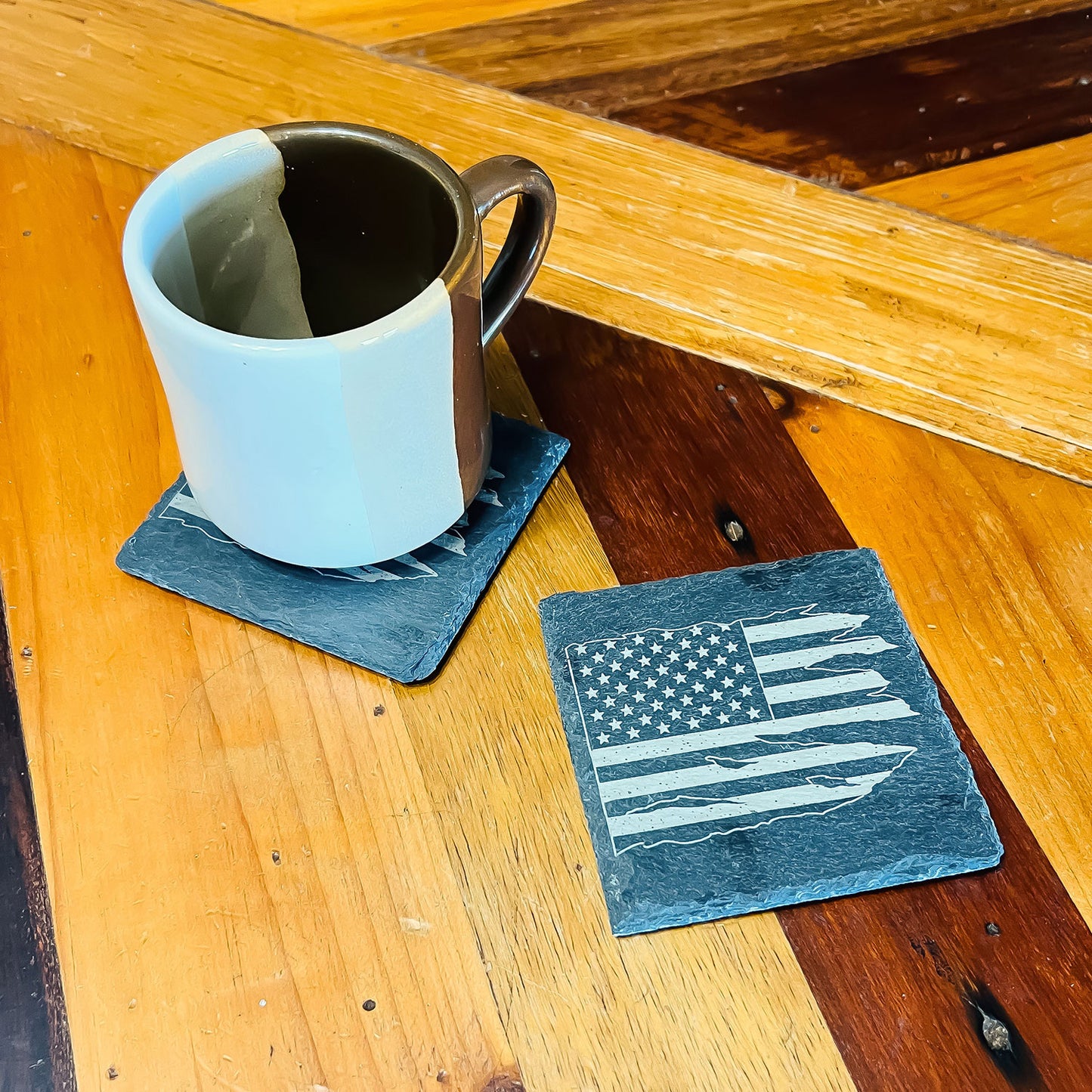 Tattered USA Flag Coasters (Set of 2)