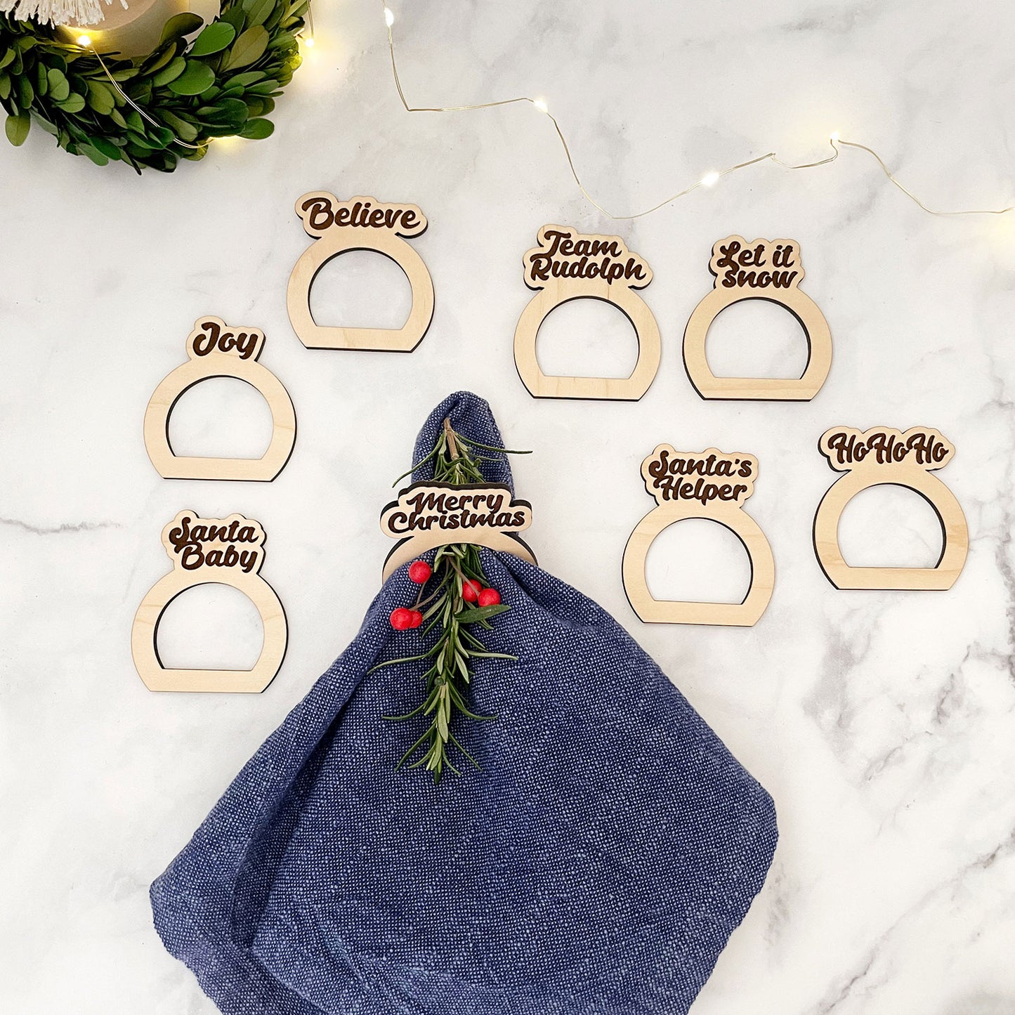 Team Santa Christmas Napkin Rings (Set of 8)