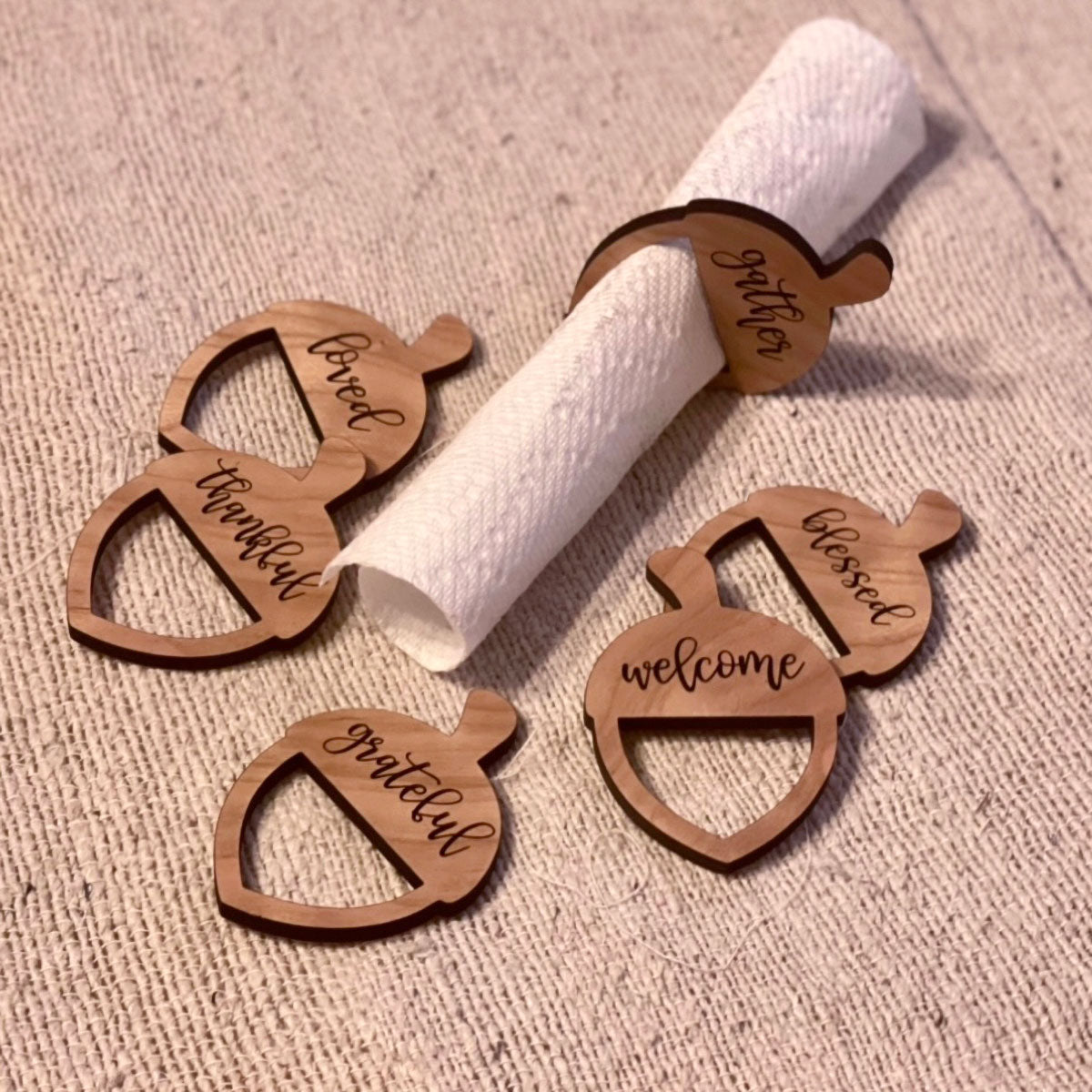Thanksgiving Acorn Napkin Rings (Set of 6)