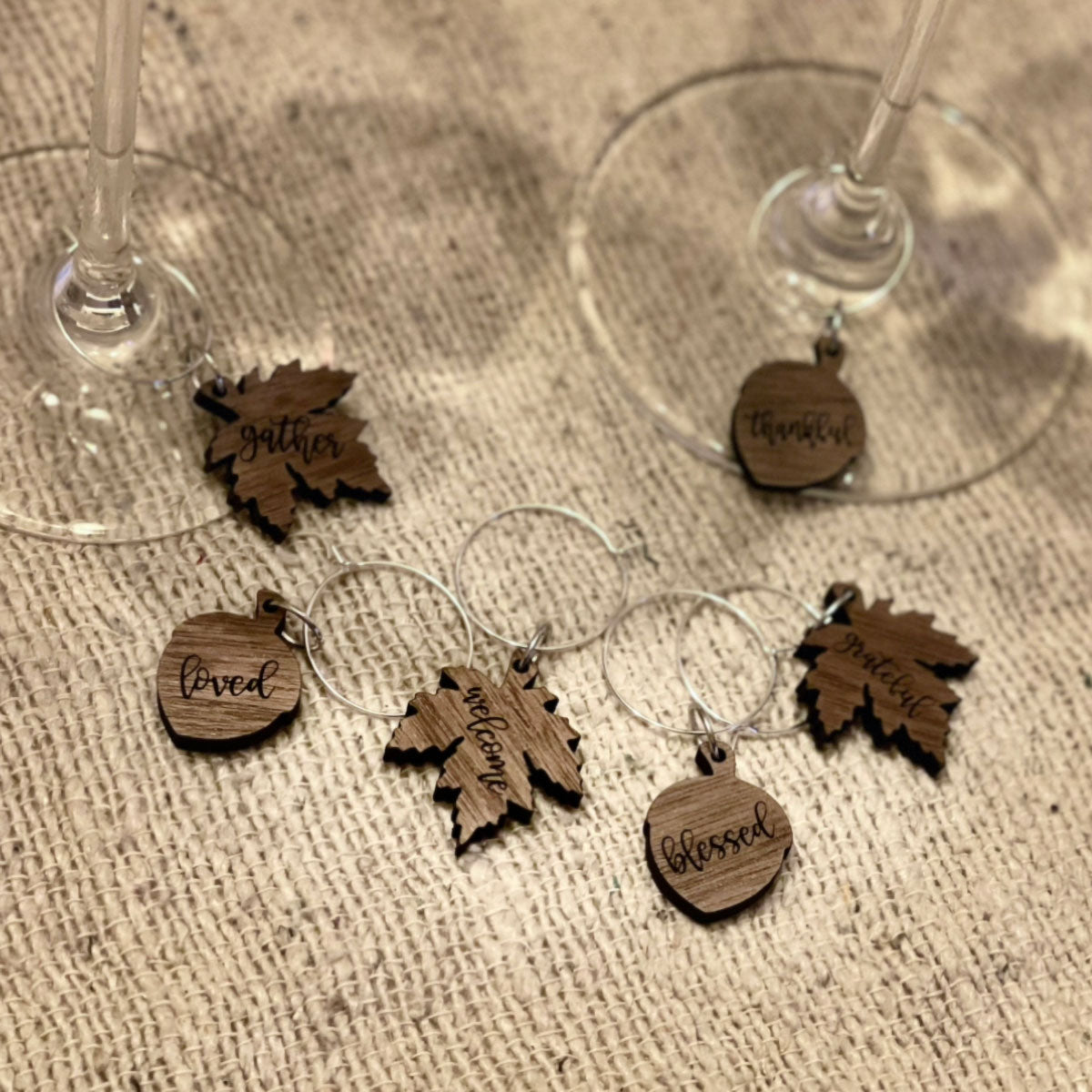 Thanksgiving Wine Charms (Set of 6)