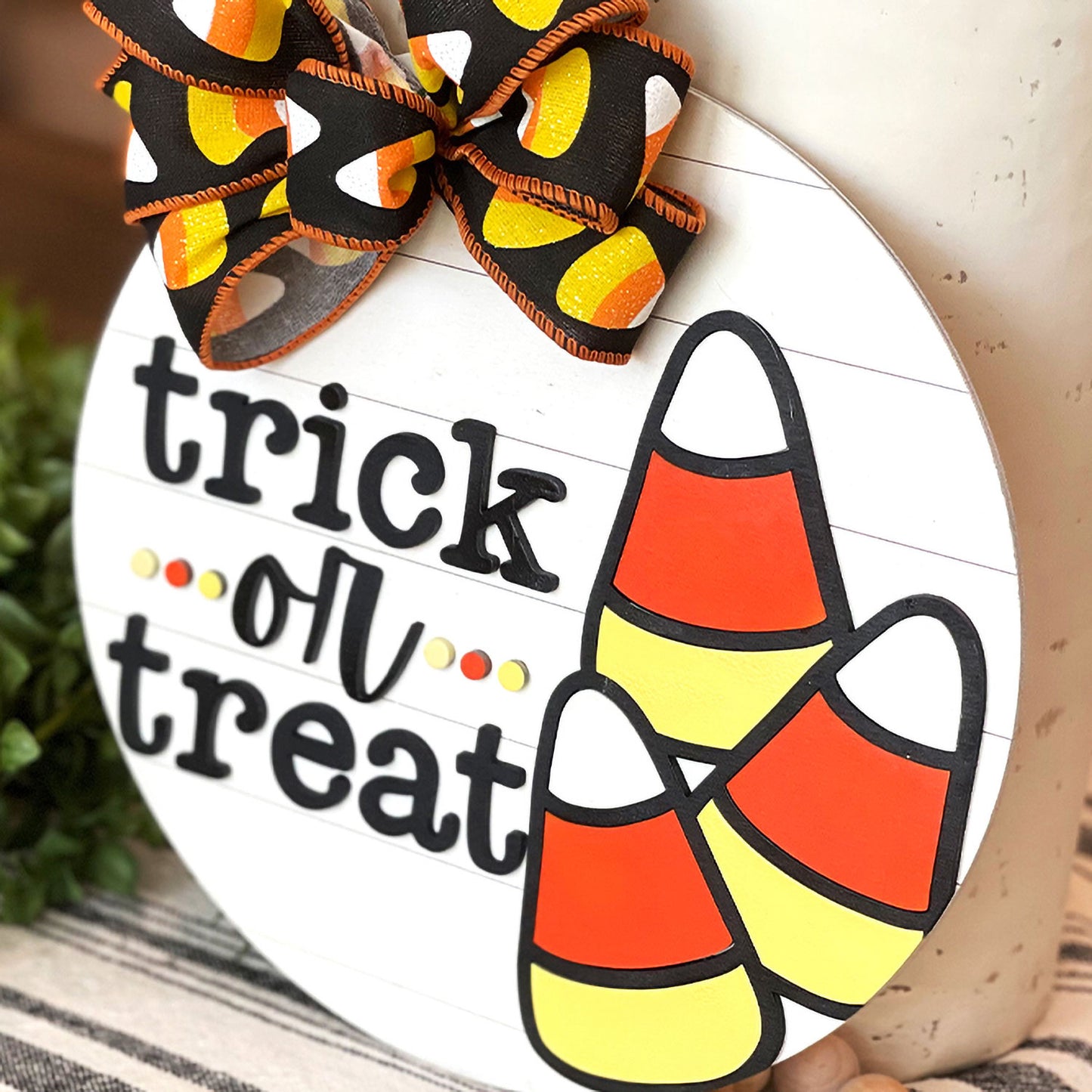 Trick Or Treat Candy Corn Halloween Sign