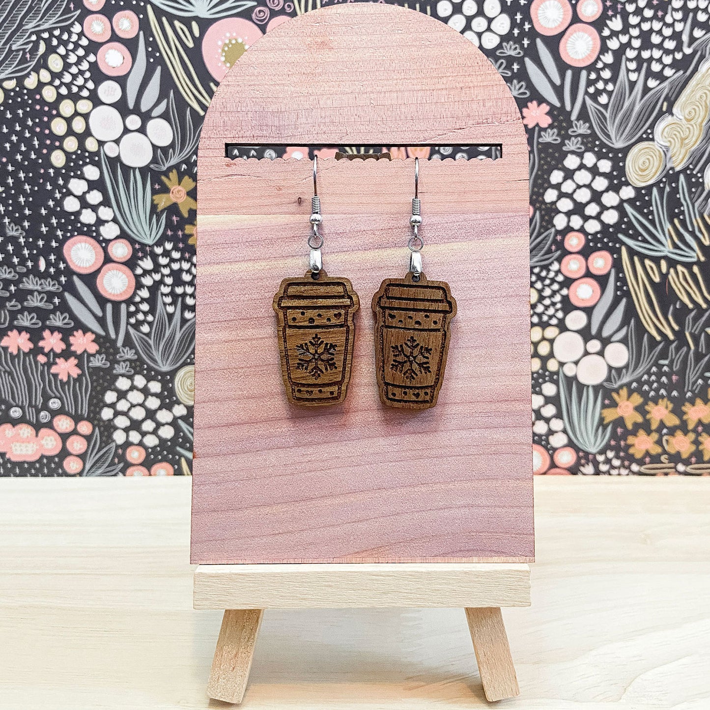 Winter Peppermint Coffee Earrings - Dangle and Stud (Set of 4)