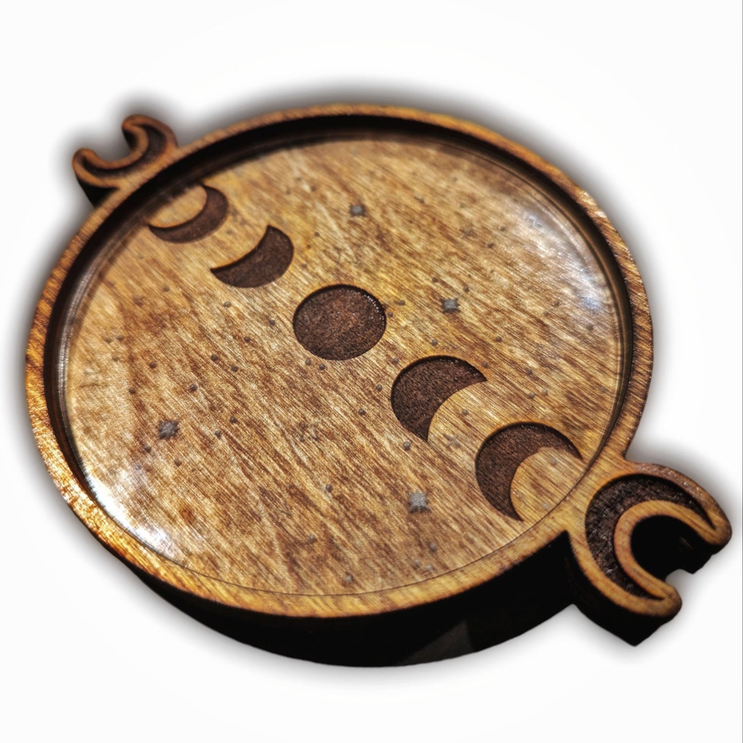 Witchy Moon Phase and Stars Acrylic Wood Layered Coaster Set or Tray