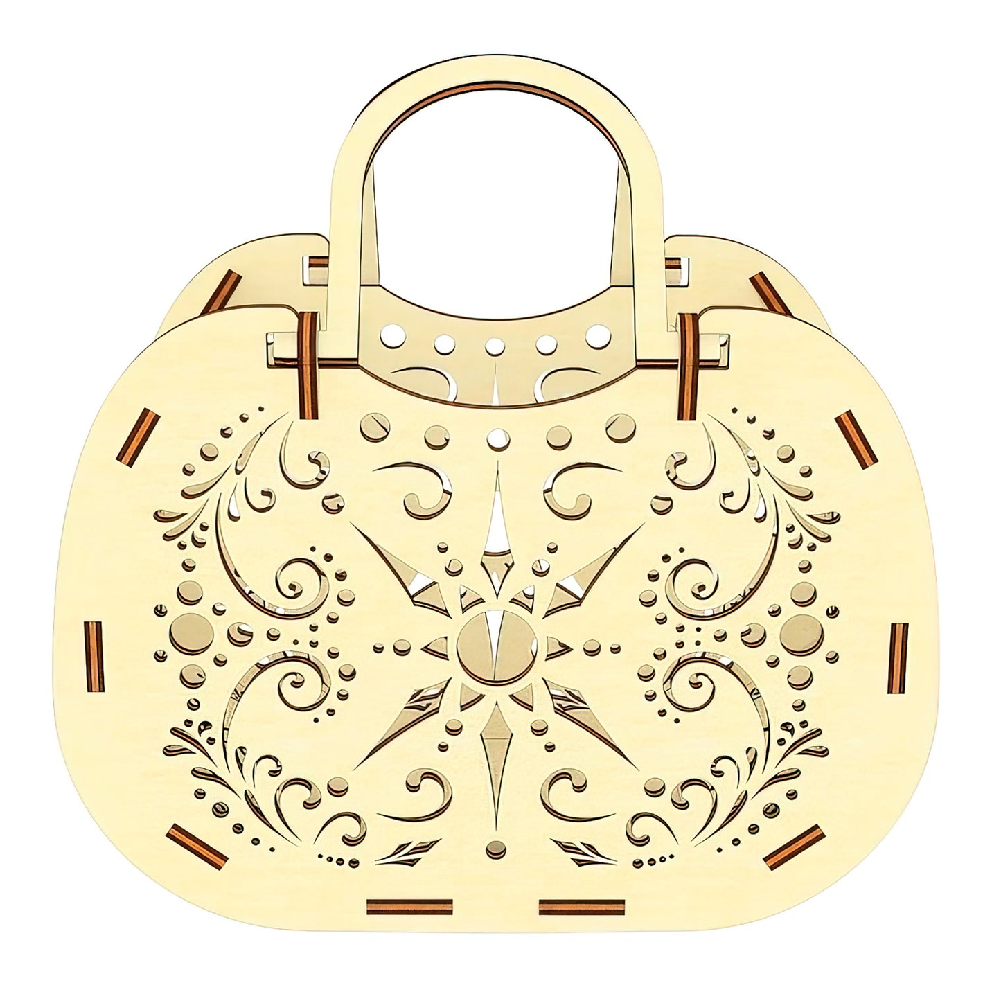 Stylized Ornate Basket with Handles