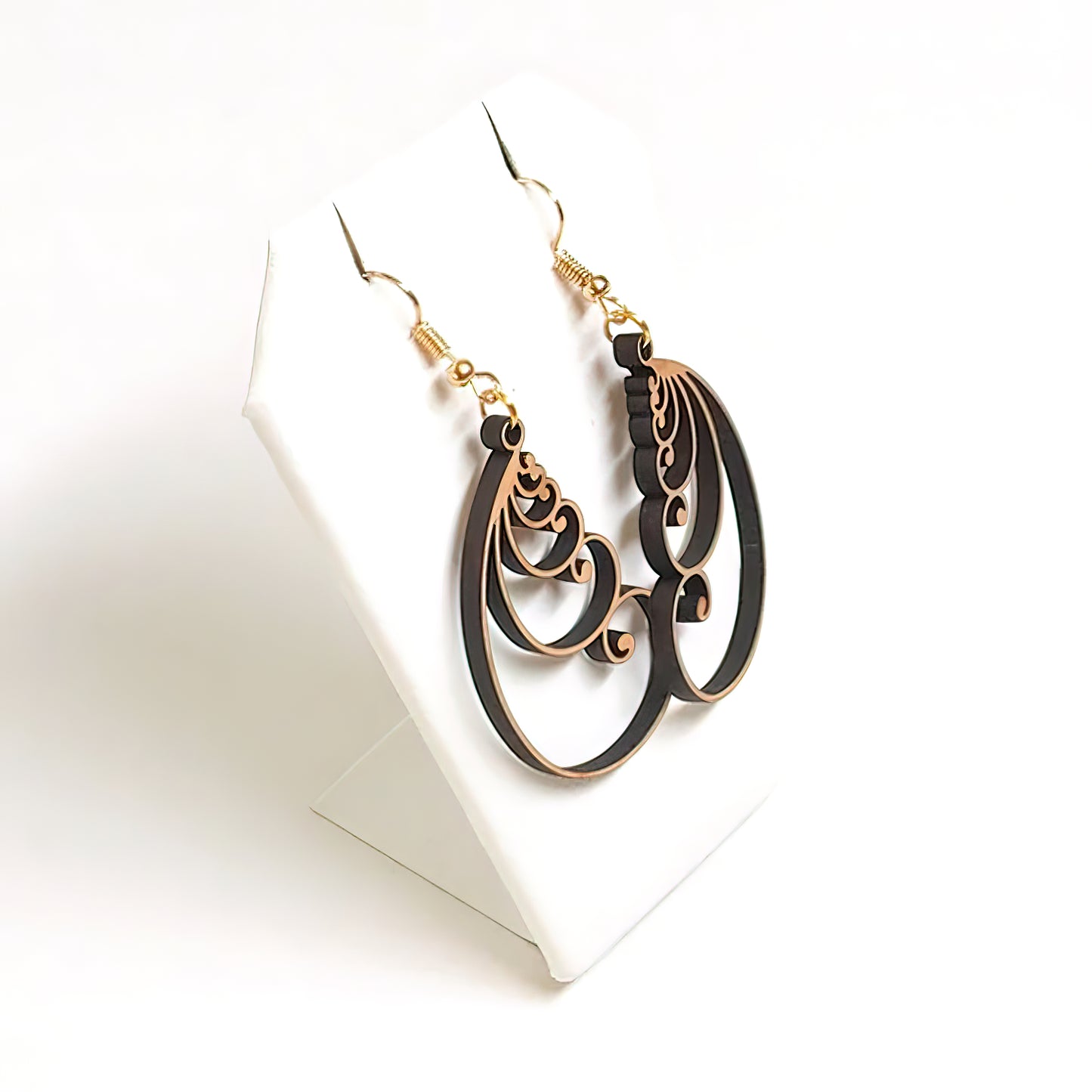 Fibonacci Golden Ratio Spiral Wood Earrings