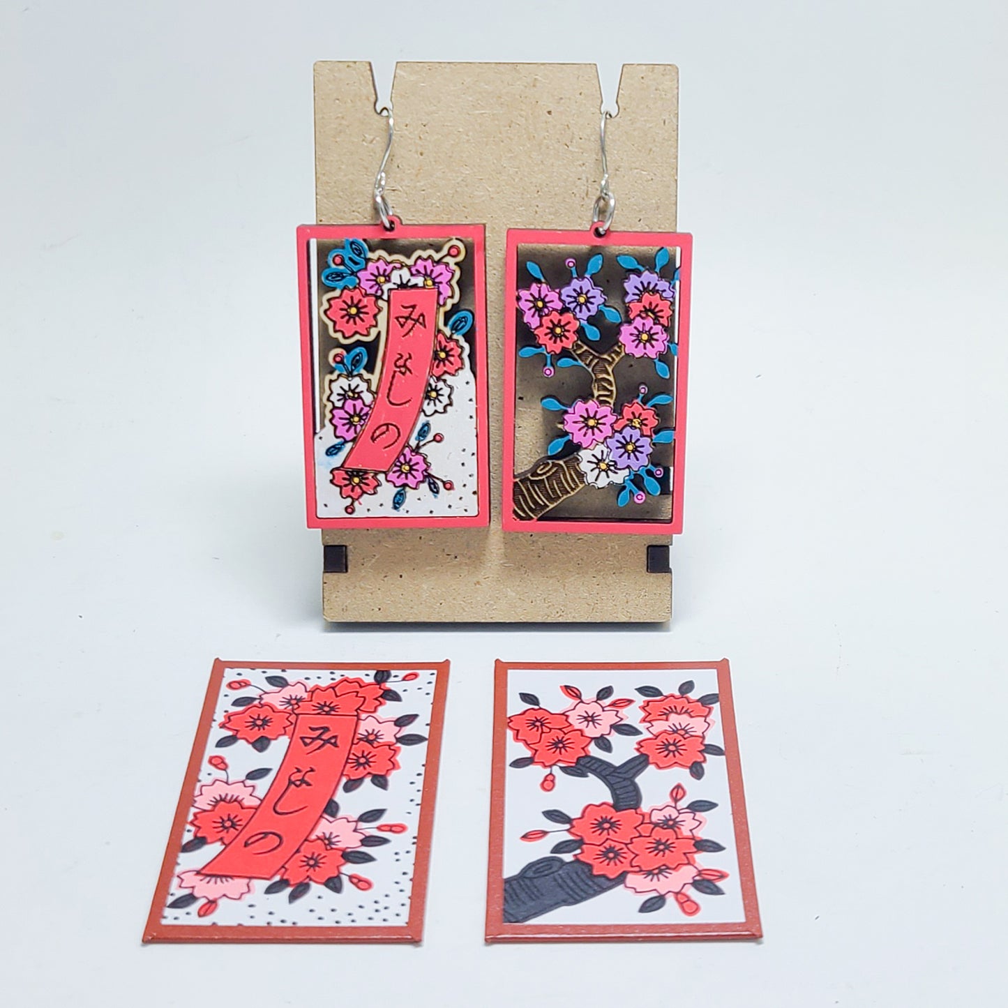 Hanafuda-style Earrings "March" 2