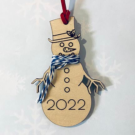 Child Height Snowman Scarf Keepsake Laser Engraved Wood Christmas