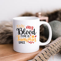 "My Blood Type Is Pumpkin Spice" Graphic