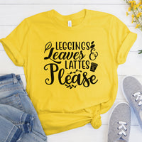 "Leggings Leaves & Lattes Please With Heart" Graphic