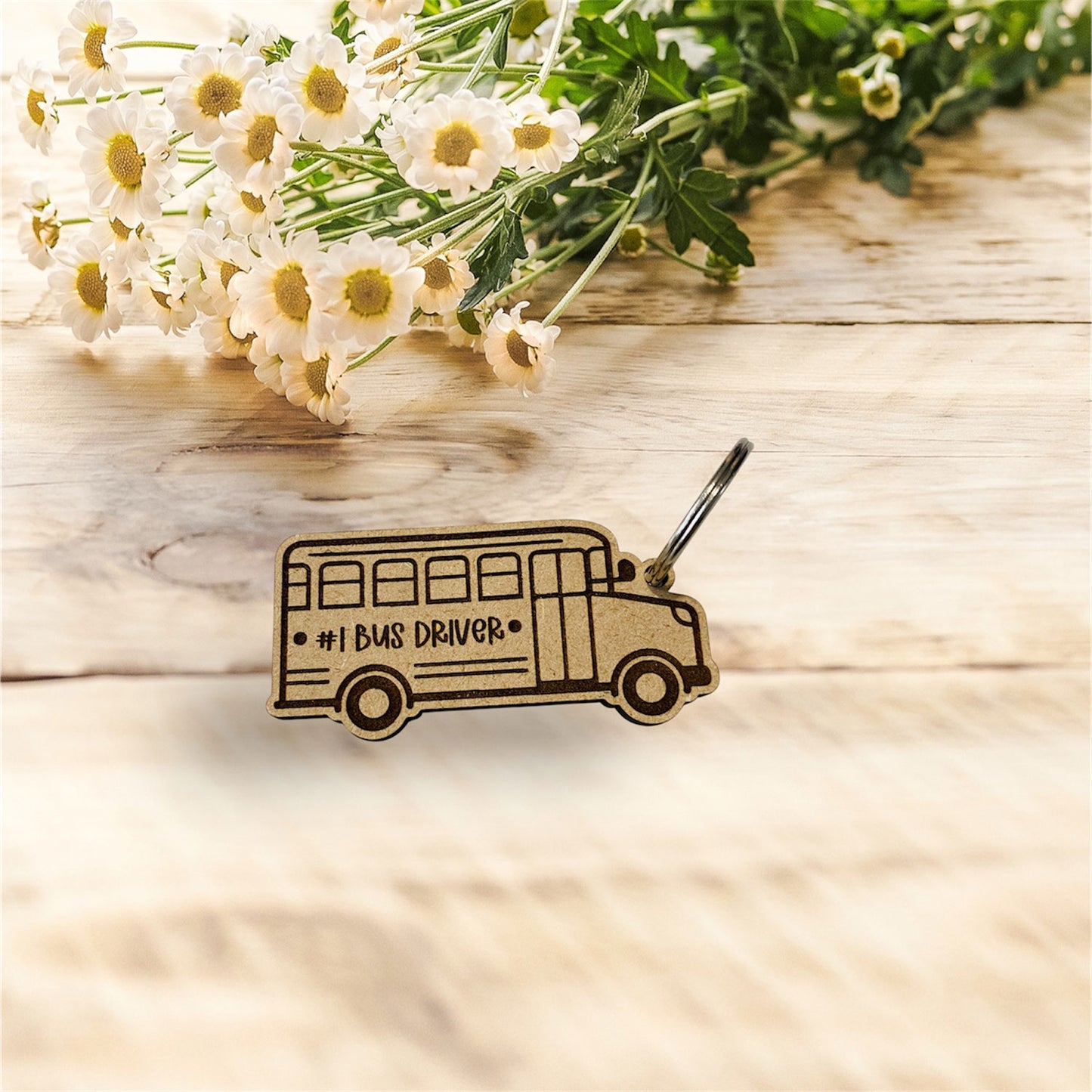#1 Bus Driver Keychain School Gift (Set of 2) - Glowforge