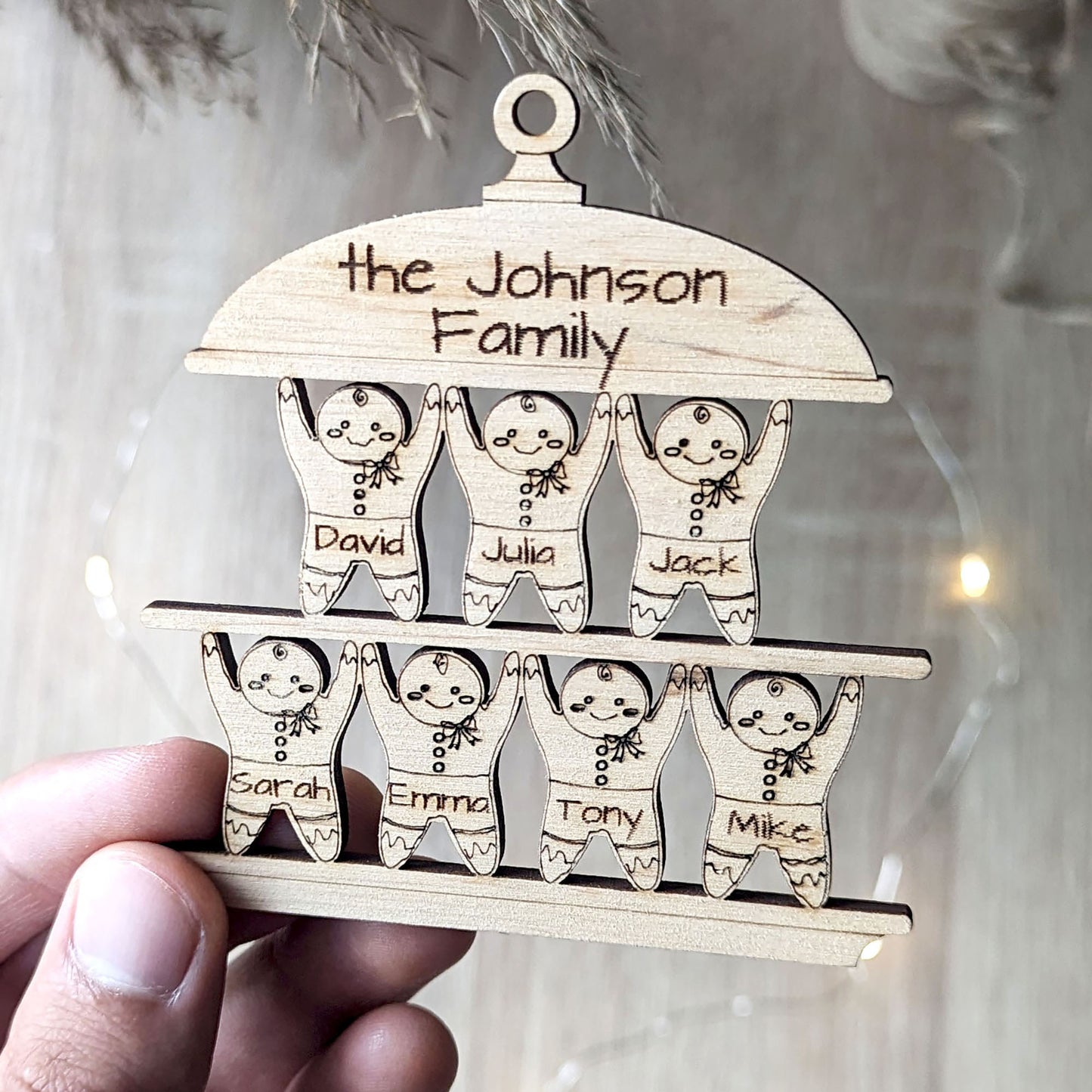 Gingerbread Family Ornament - Custom Christmas Decor (Set of 7)