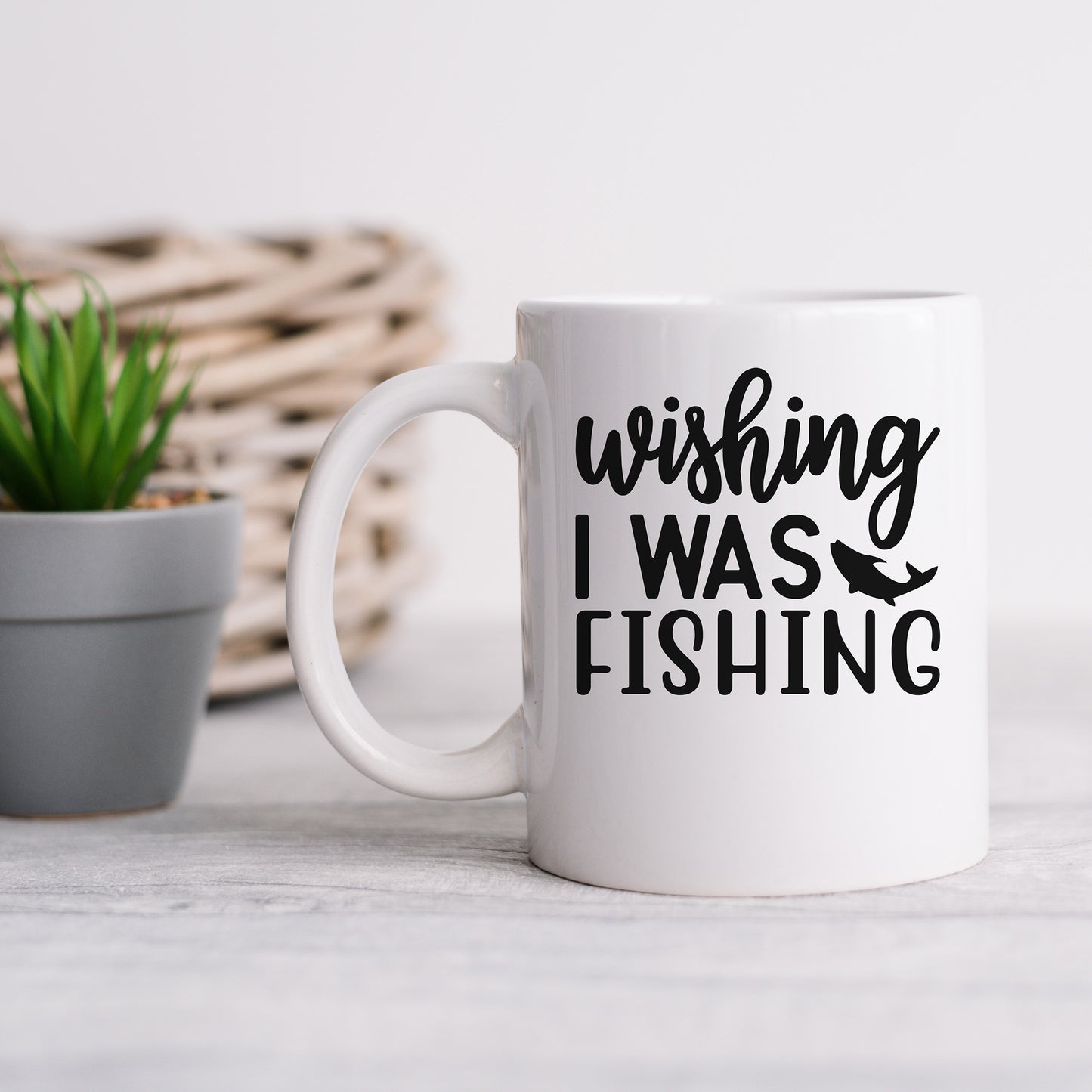 "Wishing I Was Fishing" With Fish Graphic