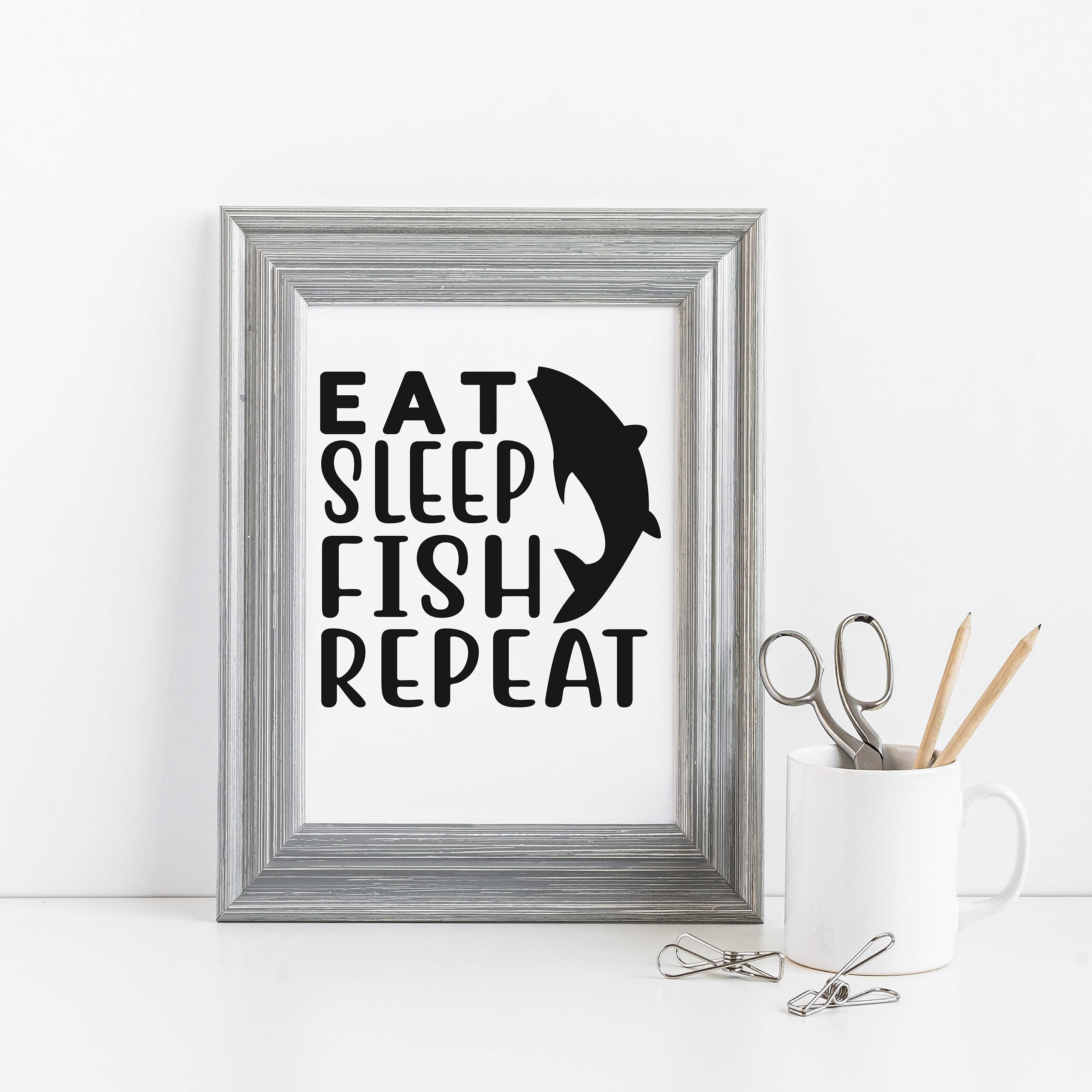 Eat Sleep Fish Repeat With Fish Graphic – Glowforge Shop