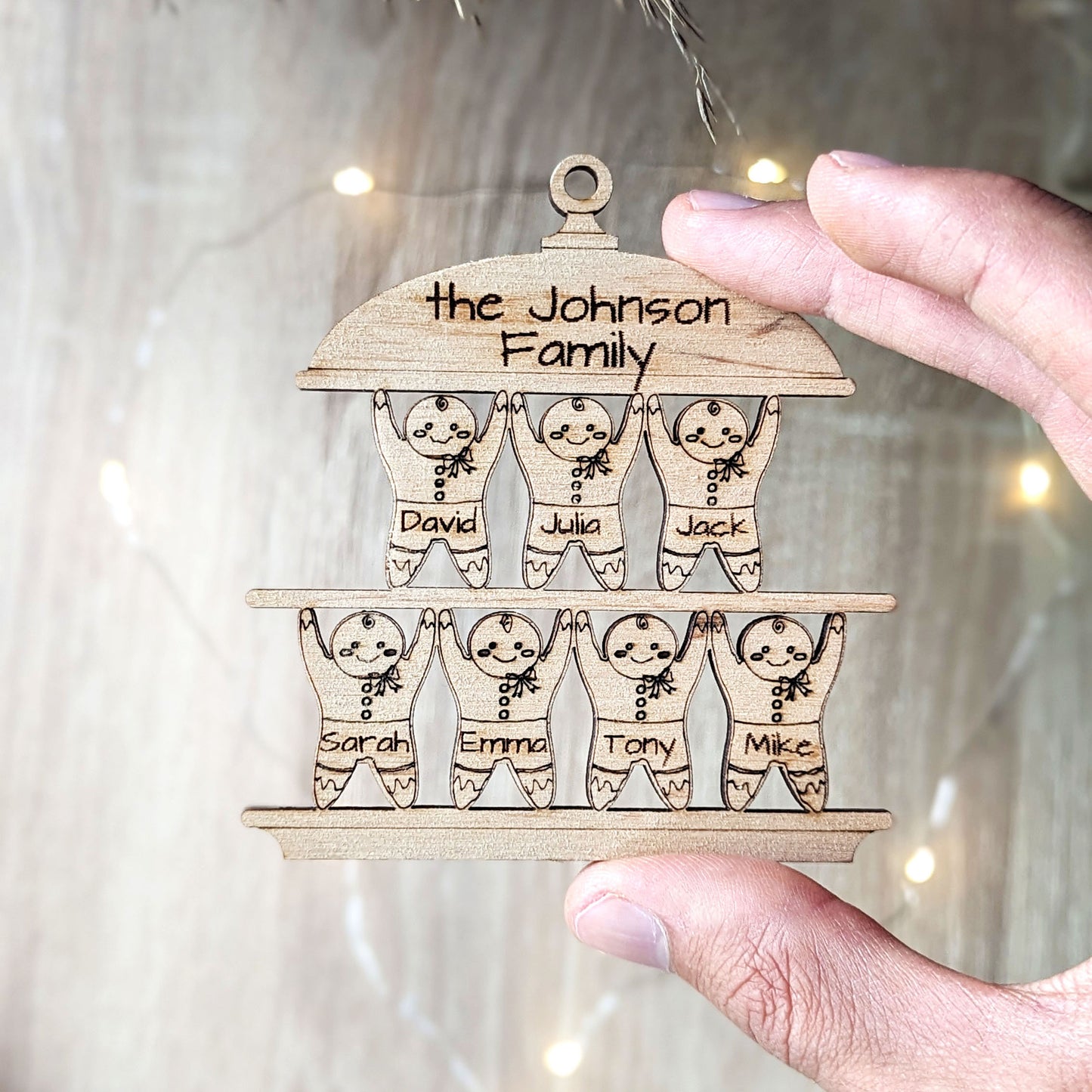 Gingerbread Family Ornament - Custom Christmas Decor (Set of 7)