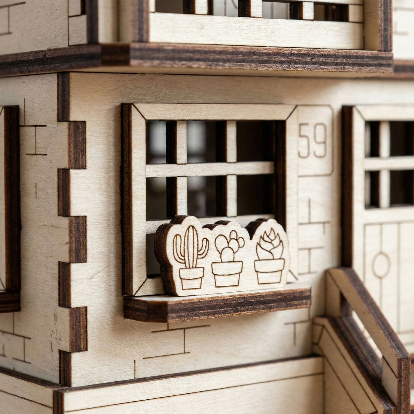 3-Story Modern Townhouse - Stylish Miniature Architecture Model - Glowforge