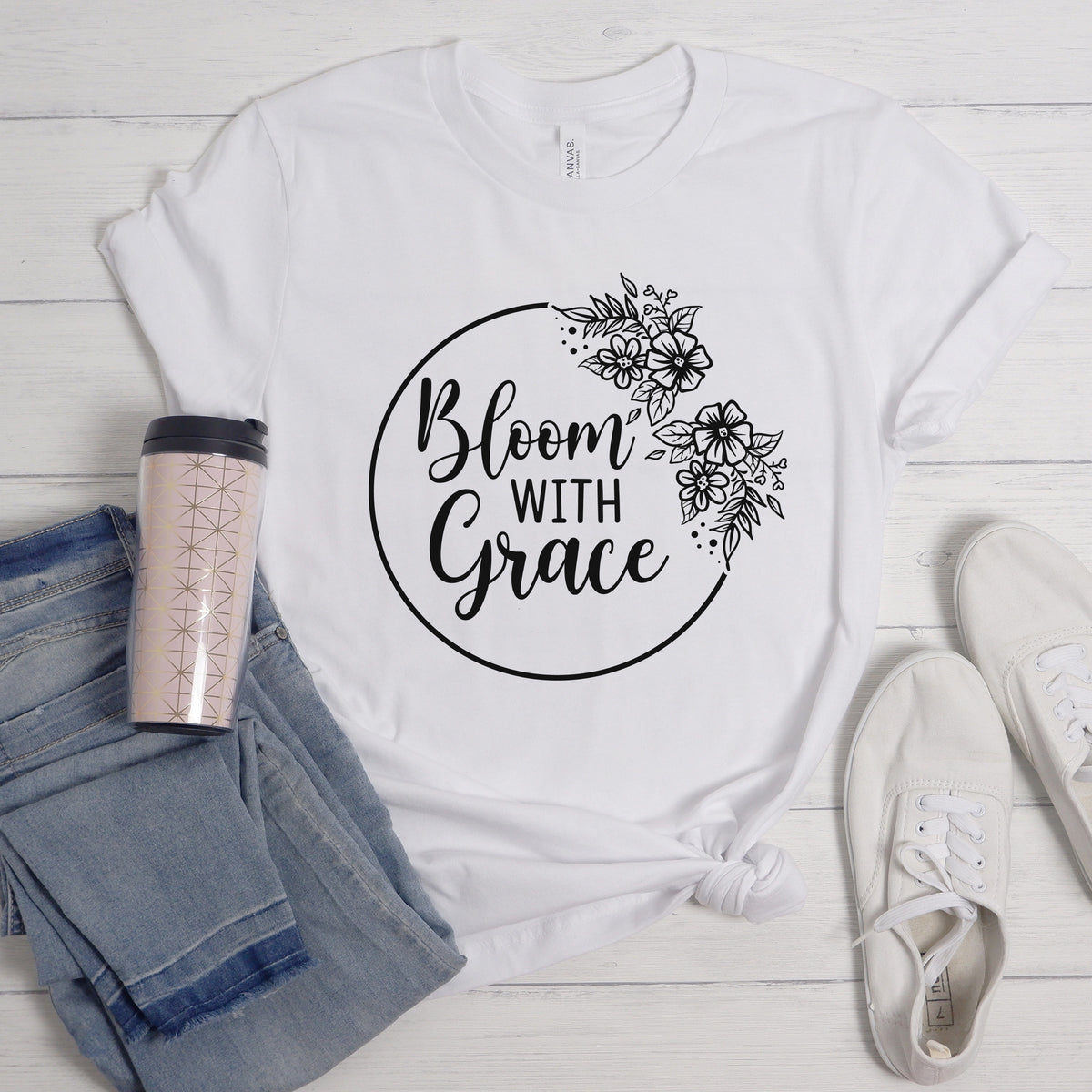 "Bloom With Grace With Flowers" Graphic - Glowforge