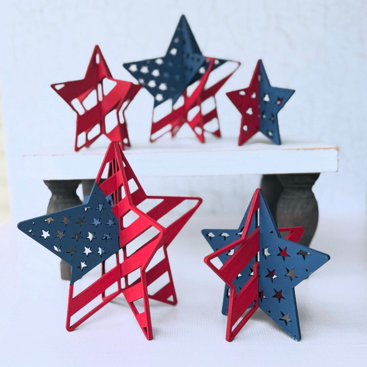 3D Patriotic Star Shelf Sitters (Set of 5) for 1/8" Medium Proofgrade - Glowforge