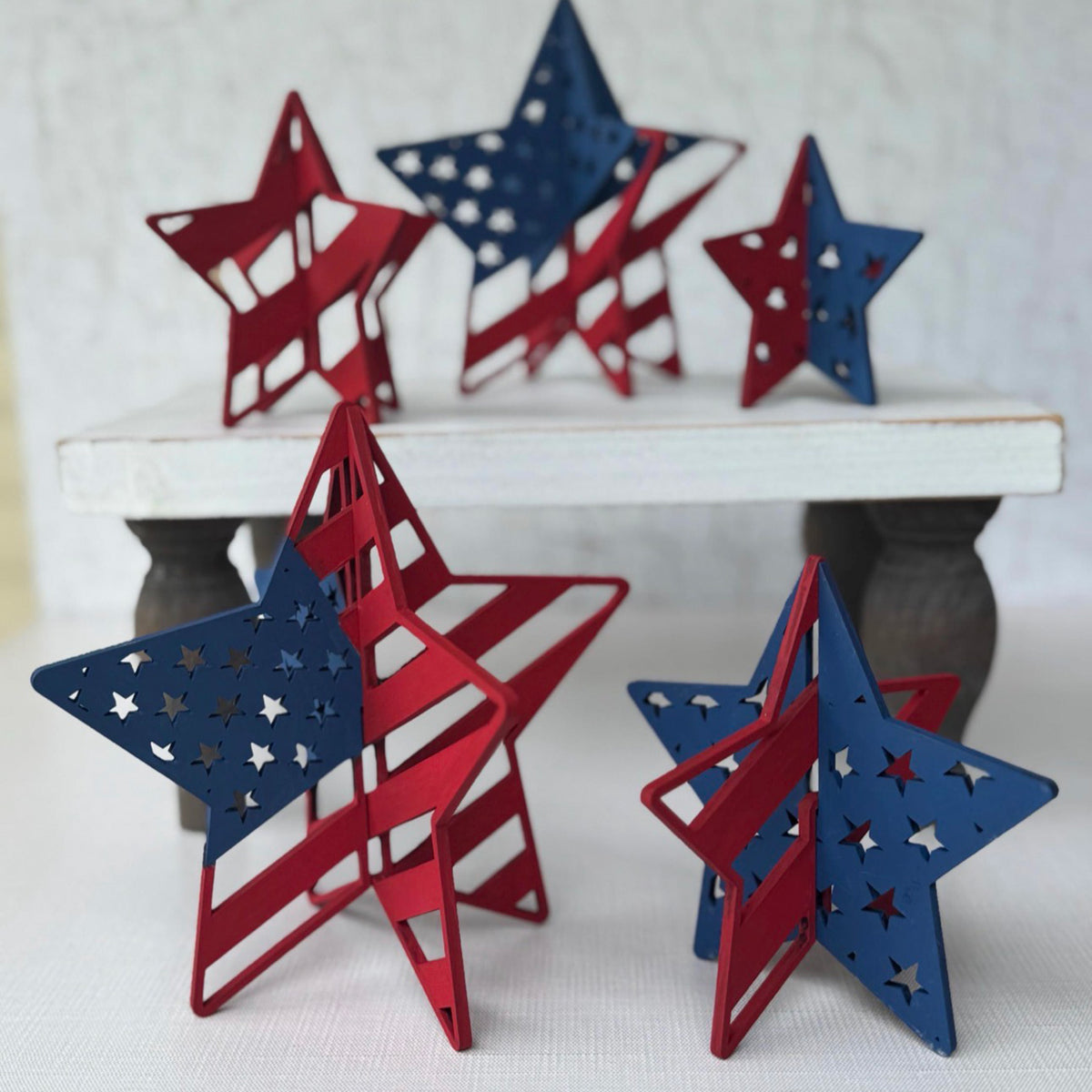 3D Patriotic Star Shelf Sitters (Set of 5) for 1/8" Medium Proofgrade - Glowforge
