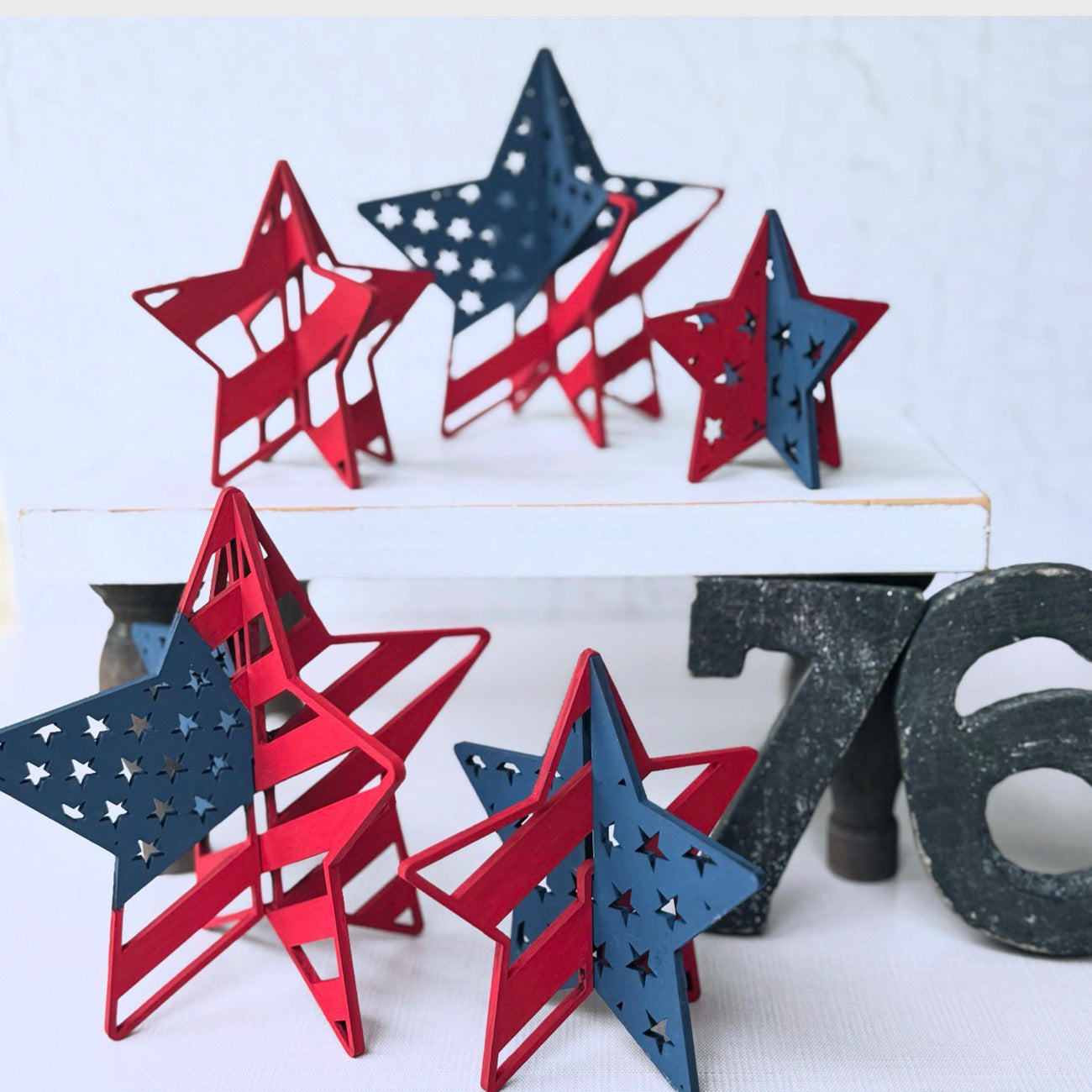 3D Patriotic Star Shelf Sitters (Set of 5) for 1/8" Medium Proofgrade - Glowforge