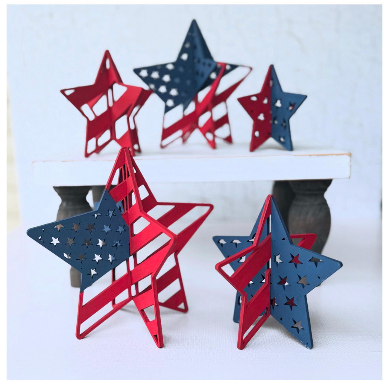 3D Patriotic Star Shelf Sitters (Set of 5) for 1/8" Medium Proofgrade - Glowforge