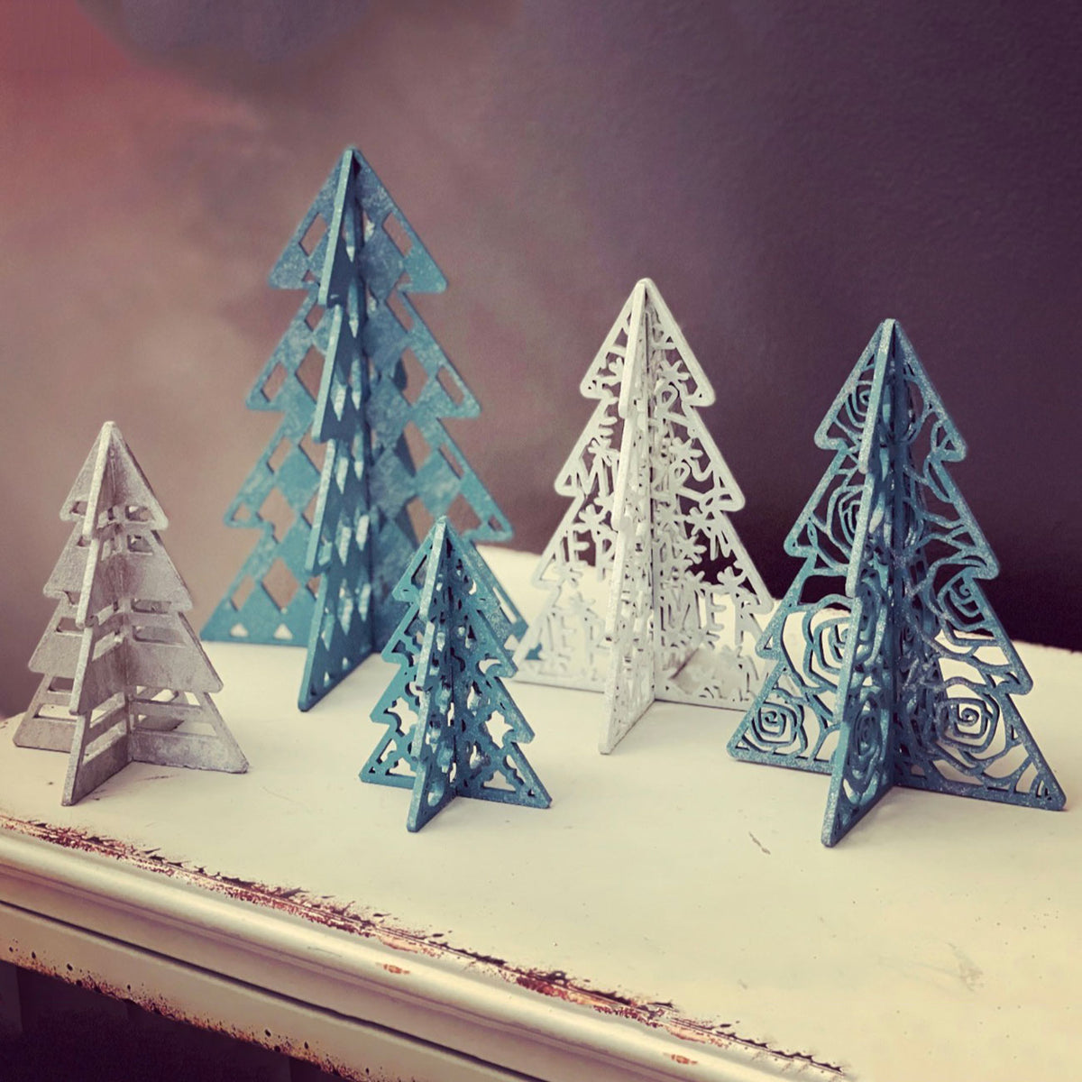 3D Patterned Christmas Trees for 1/8" Material (Set of 5) - Glowforge 