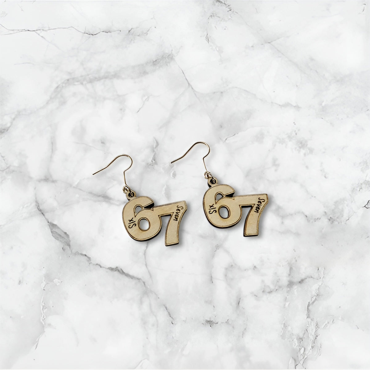 6 7 (Six Seven) Dangle Earrings - Glowforge 